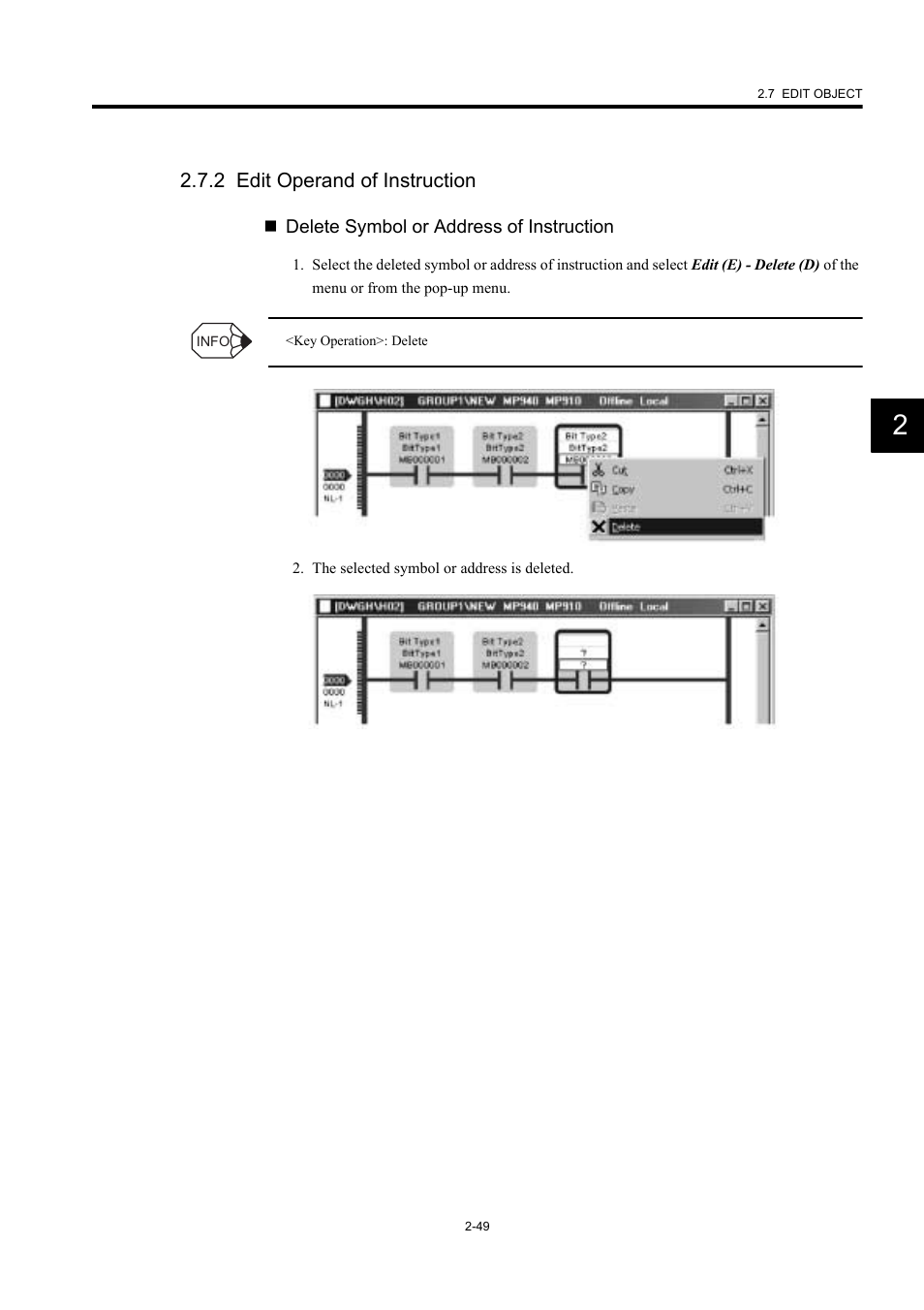 2 edit operand of instruction | Yaskawa MP900 Series Machine Controller New Ladder Editor User Manual | Page 84 / 226