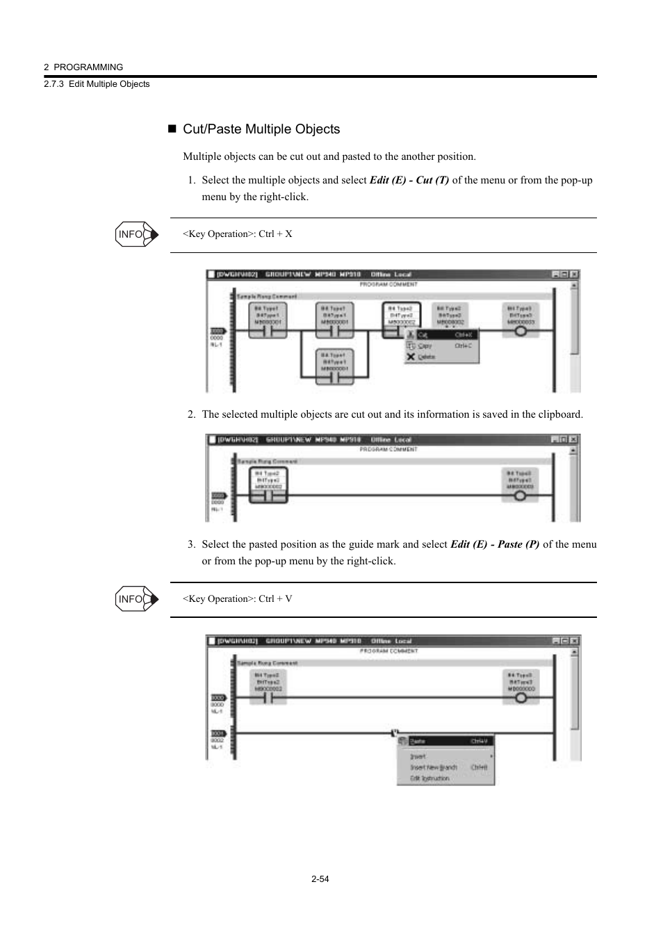 Cut/paste multiple objects | Yaskawa MP900 Series Machine Controller New Ladder Editor User Manual | Page 89 / 226
