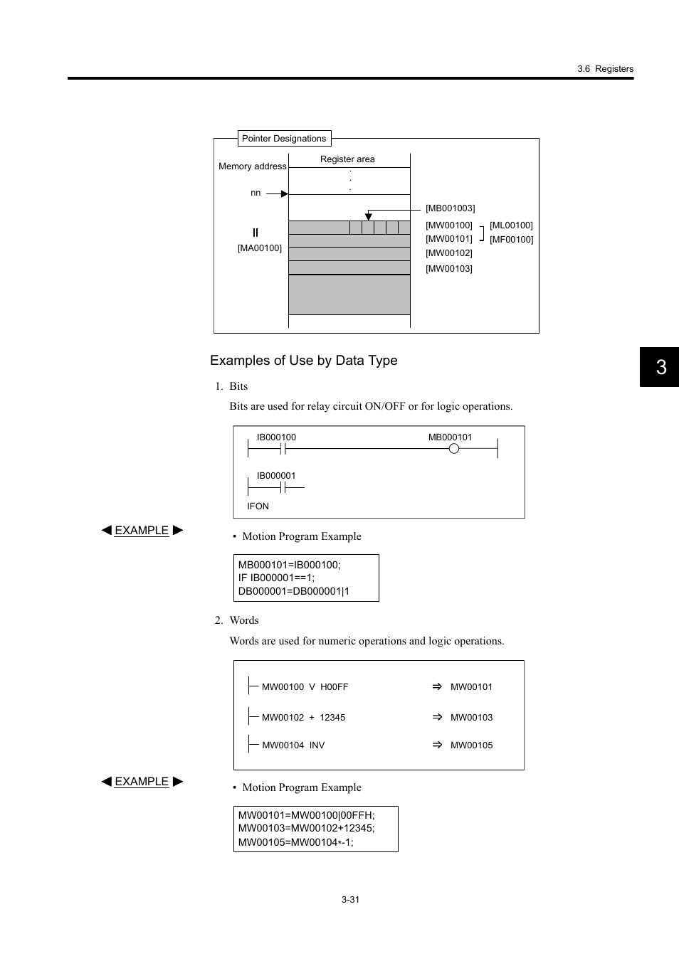 Examples of use by data type | Yaskawa MP920 User's Manual Design User Manual | Page 105 / 565