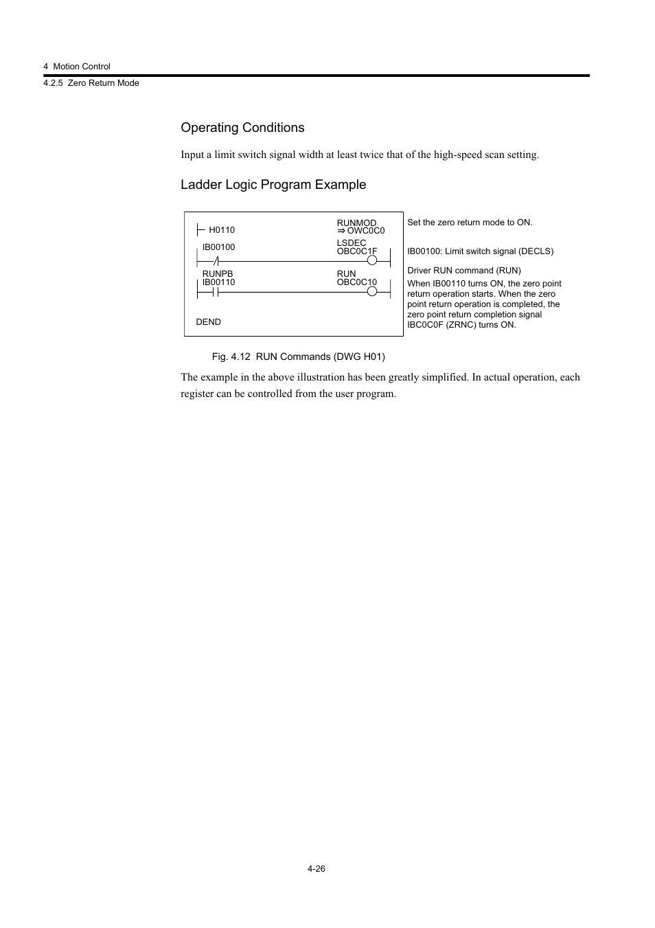 Operating conditions, Ladder logic program example | Yaskawa MP920 User's Manual Design User Manual | Page 140 / 565