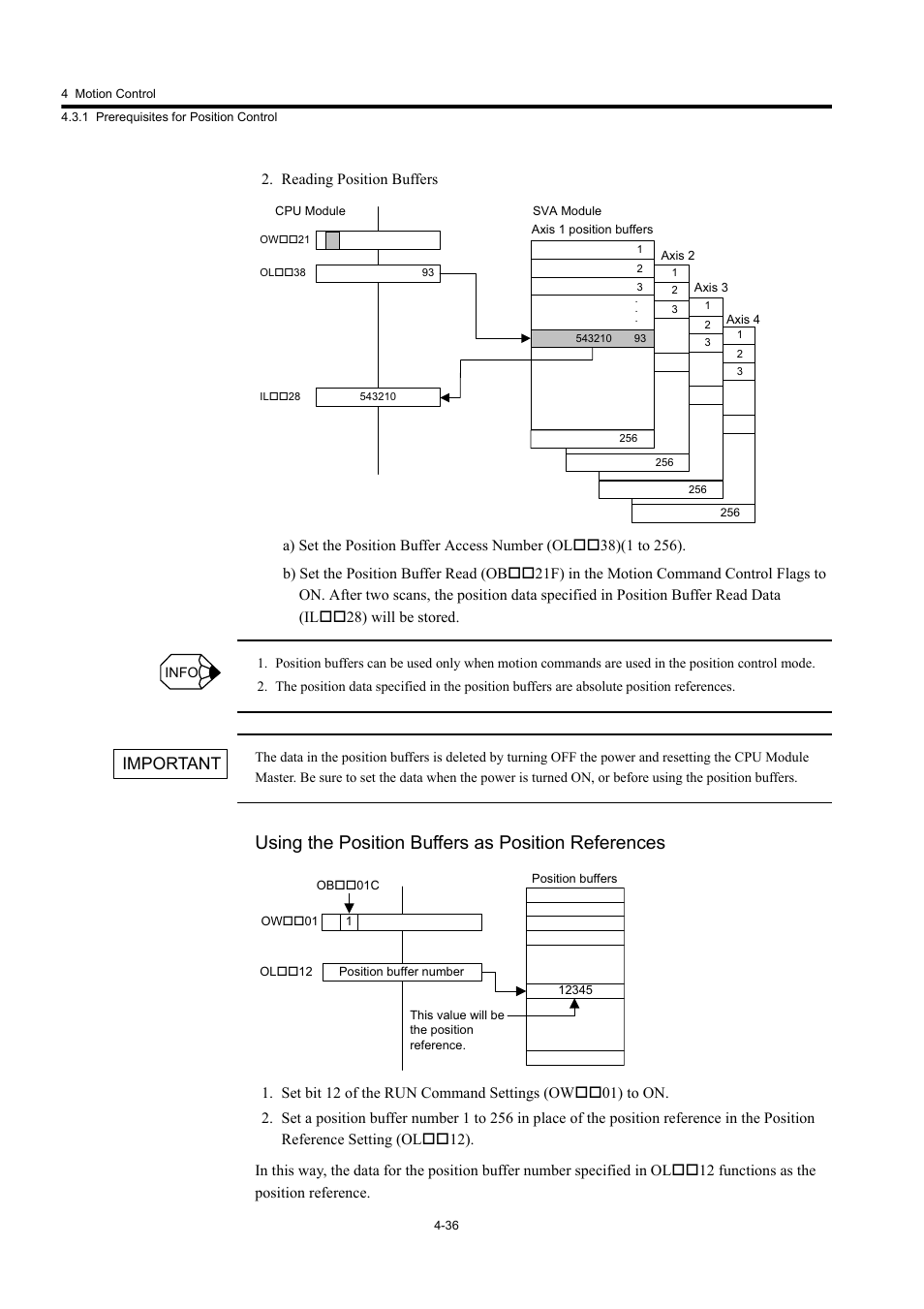 Using the position buffers as position references, Important | Yaskawa MP920 User's Manual Design User Manual | Page 150 / 565