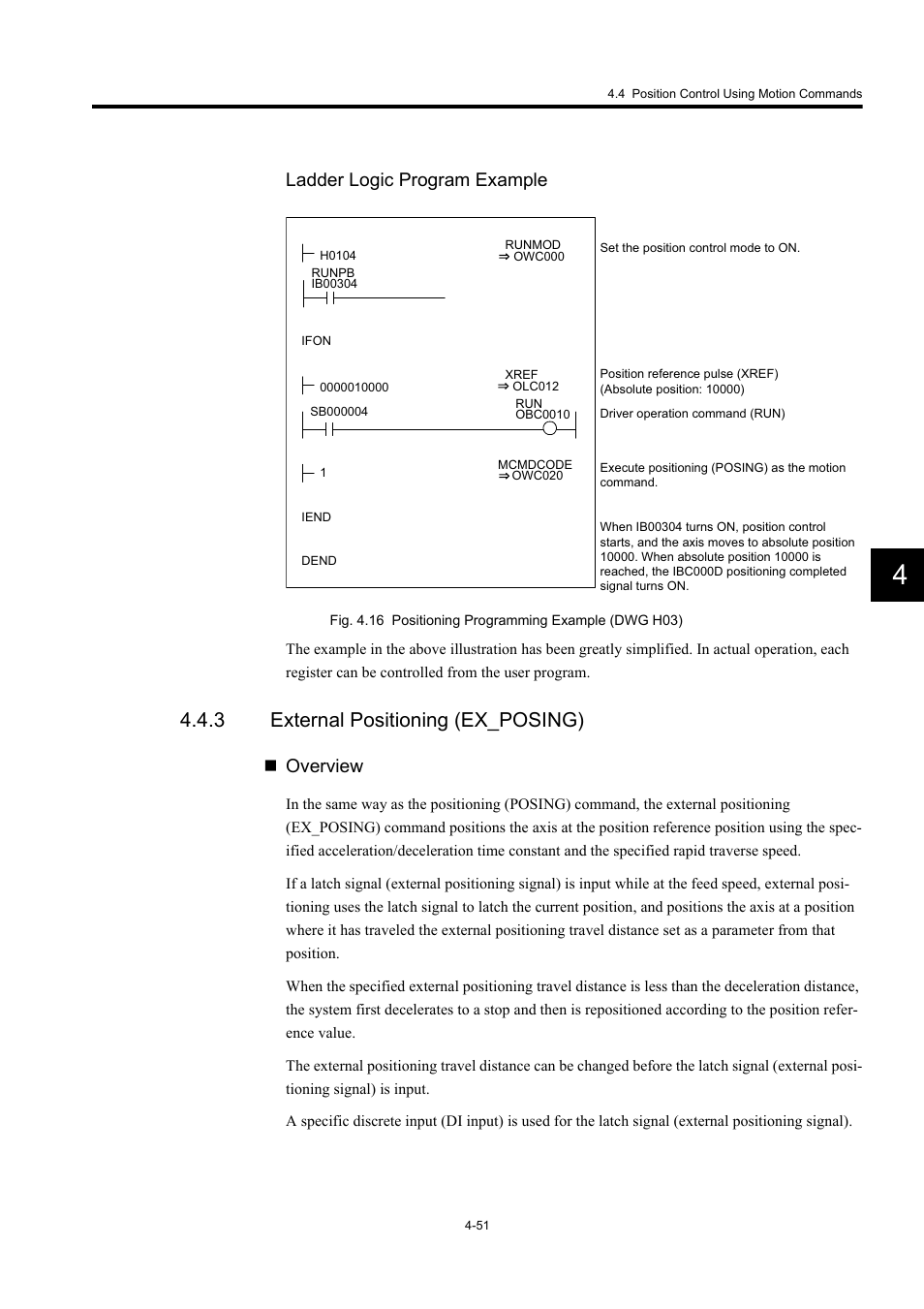 3 external positioning (ex_posing), Ladder logic program example, Overview | Yaskawa MP920 User's Manual Design User Manual | Page 165 / 565