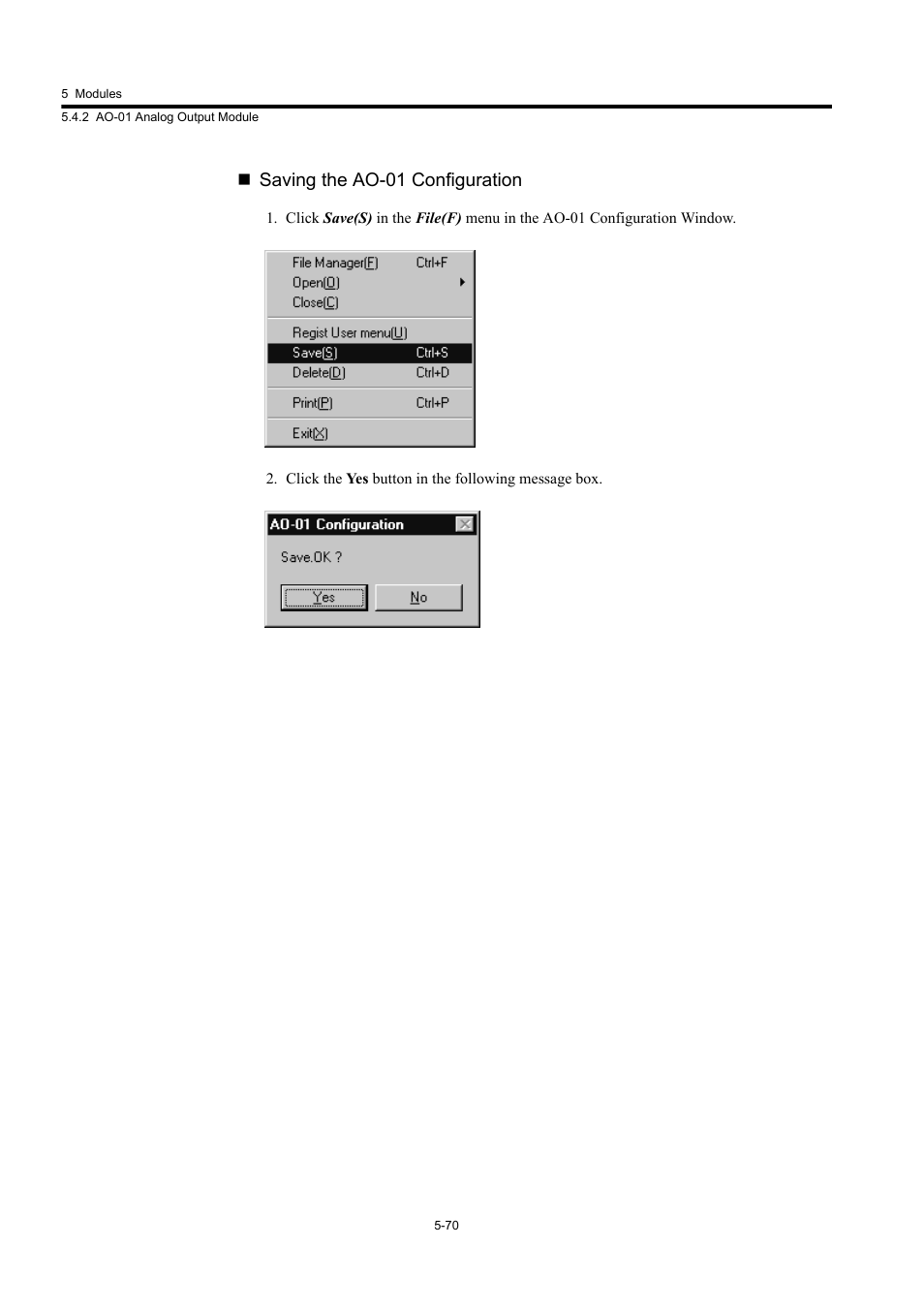 Saving the ao-01 configuration | Yaskawa MP920 User's Manual Design User Manual | Page 265 / 565