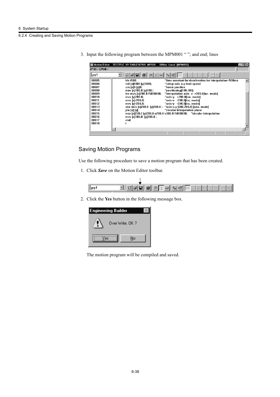 Saving motion programs | Yaskawa MP920 User's Manual Design User Manual | Page 368 / 565