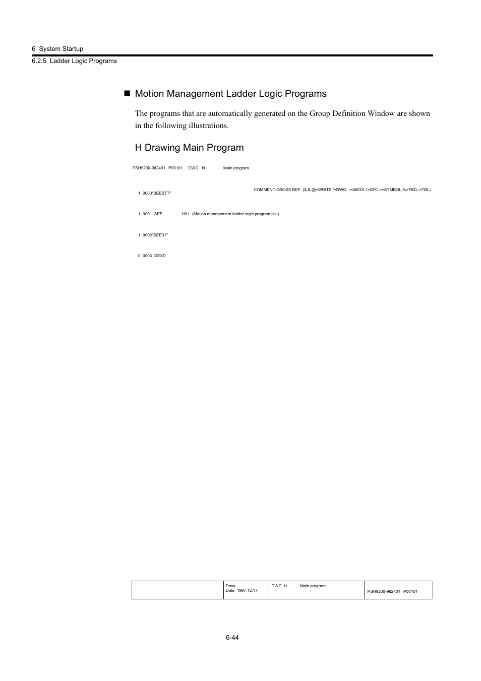 Motion management ladder logic programs, H drawing main program | Yaskawa MP920 User's Manual Design User Manual | Page 374 / 565