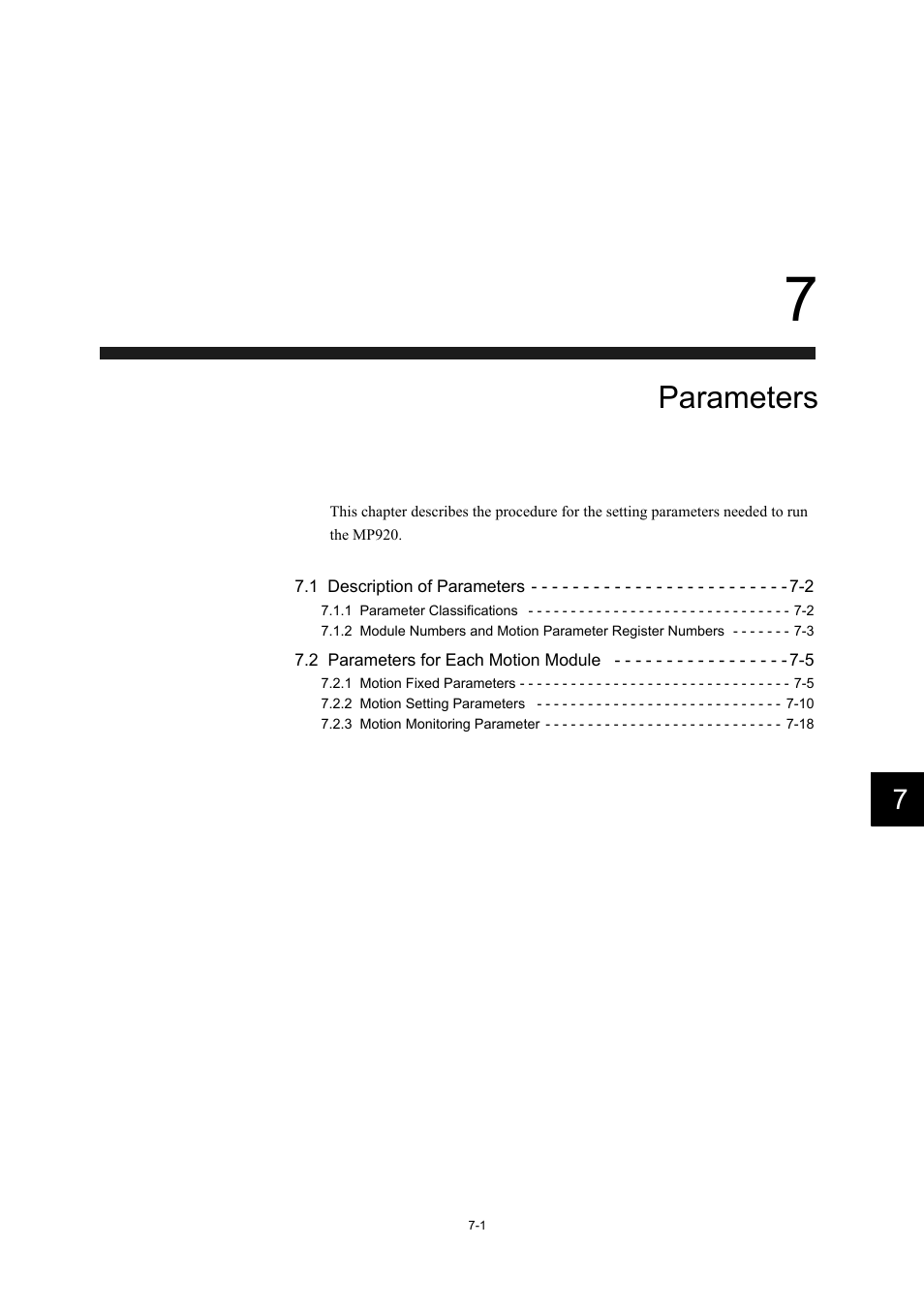 7 parameters, Parameters | Yaskawa MP920 User's Manual Design User Manual | Page 396 / 565