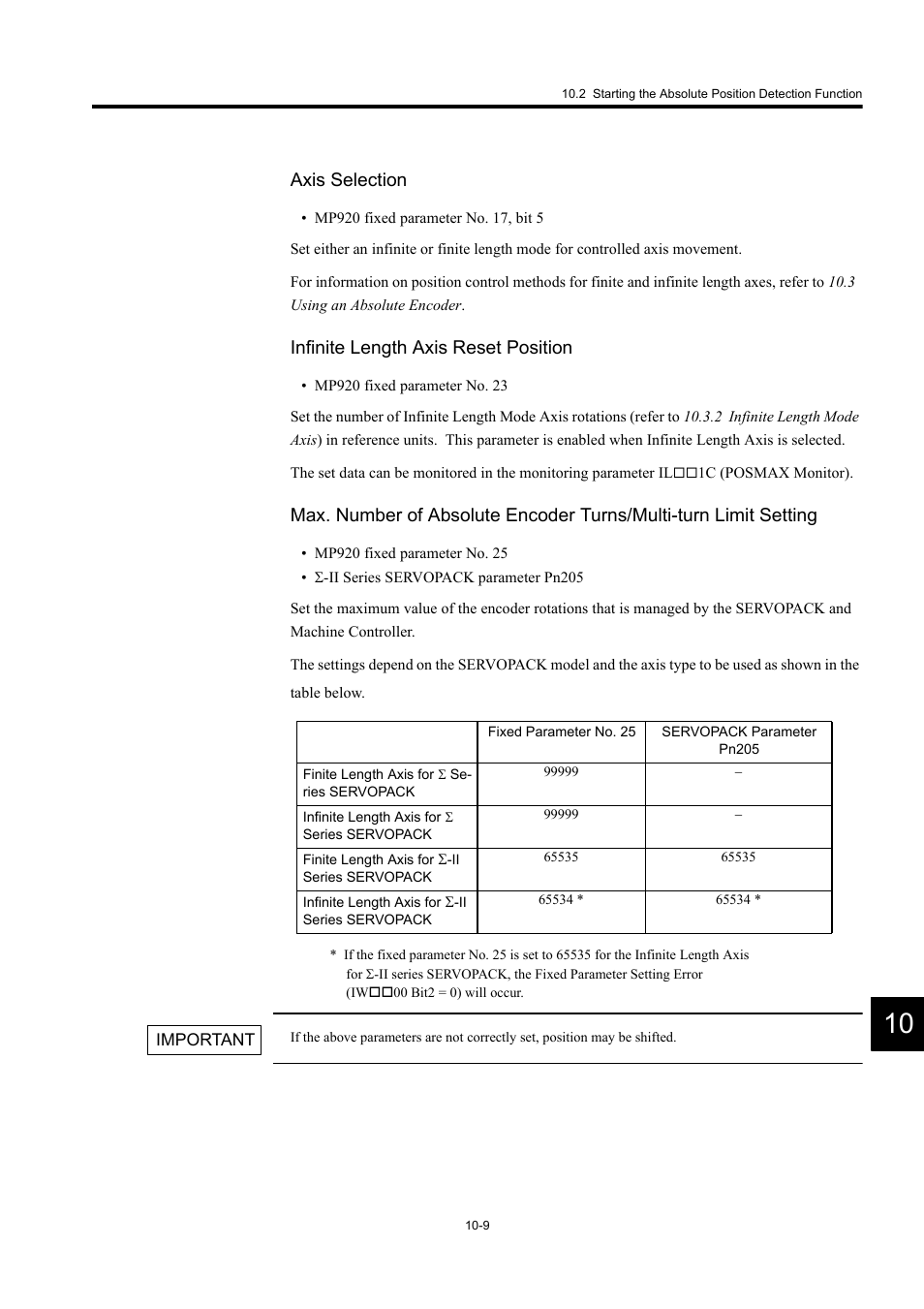 Axis selection, Infinite length axis reset position | Yaskawa MP920 User's Manual Design User Manual | Page 454 / 565