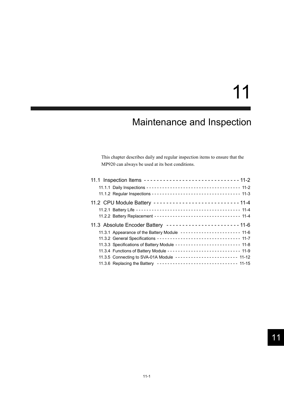 11 maintenance and inspection, Maintenance and inspection | Yaskawa MP920 User's Manual Design User Manual | Page 473 / 565