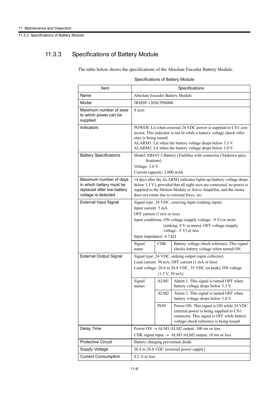 3 specifications of battery module | Yaskawa MP920 User's Manual Design User Manual | Page 480 / 565