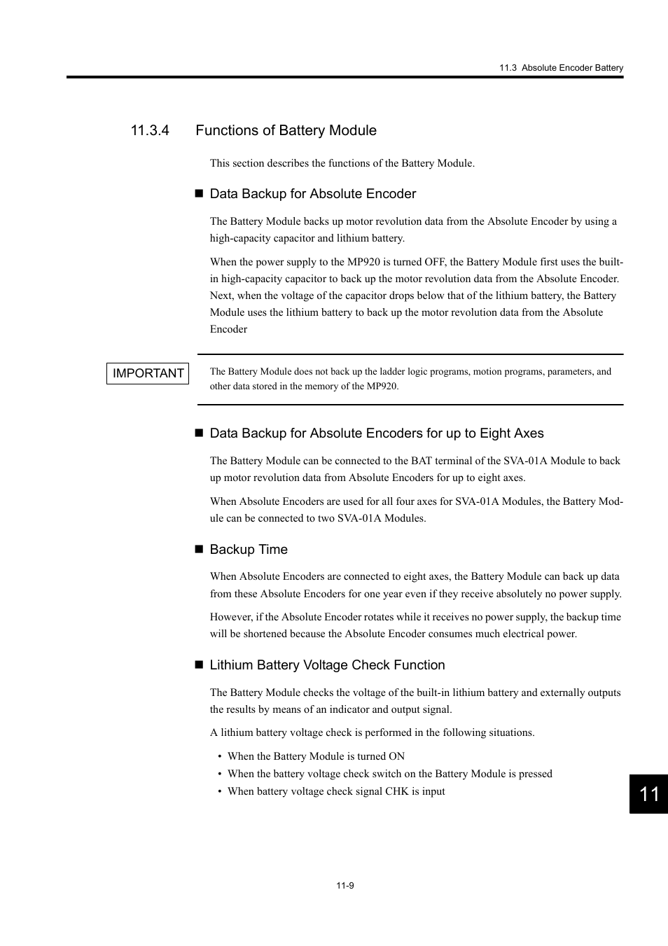 4 functions of battery module | Yaskawa MP920 User's Manual Design User Manual | Page 481 / 565