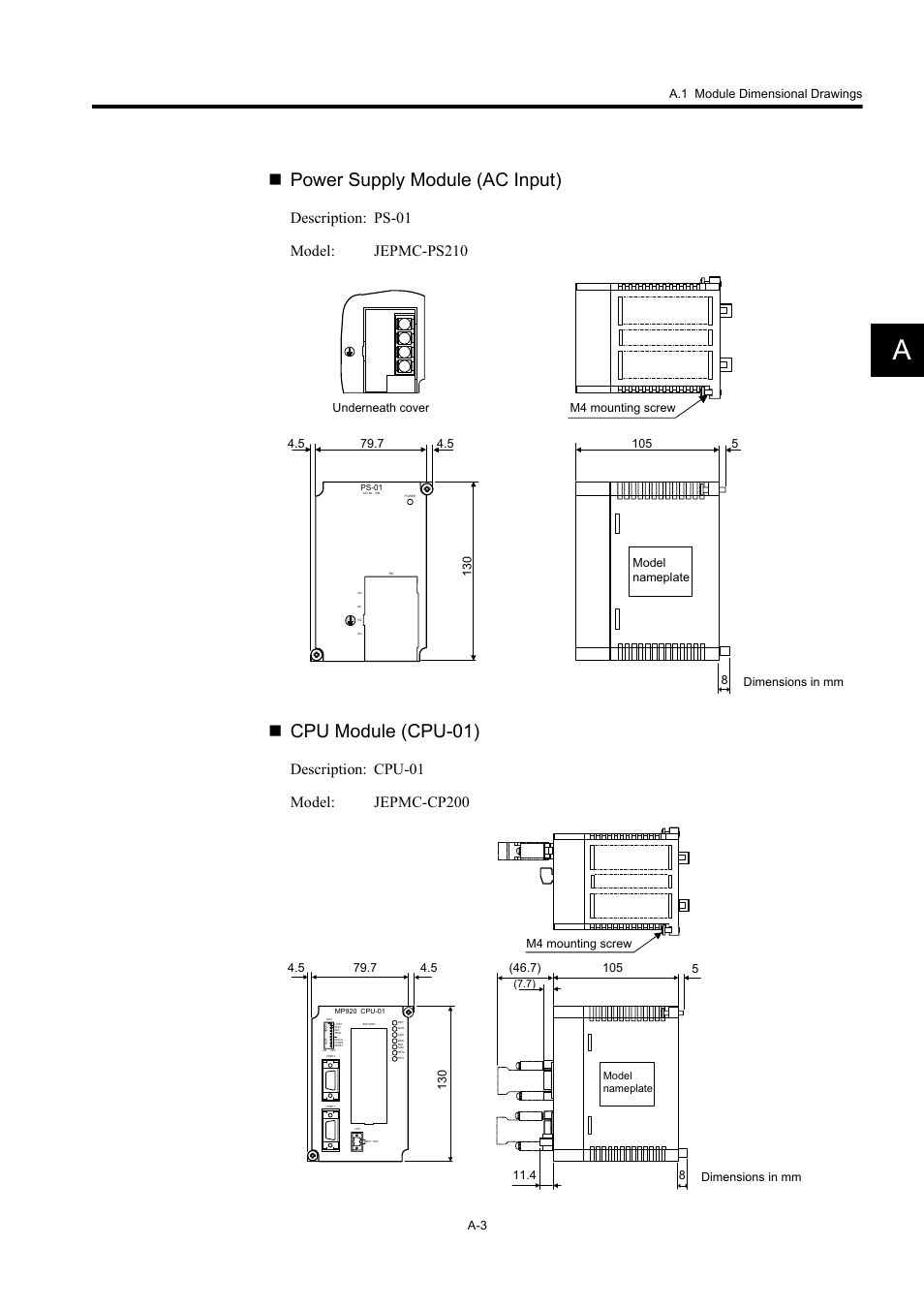 Power supply module (ac input), Cpu module (cpu-01) | Yaskawa MP920 User's Manual Design User Manual | Page 518 / 565