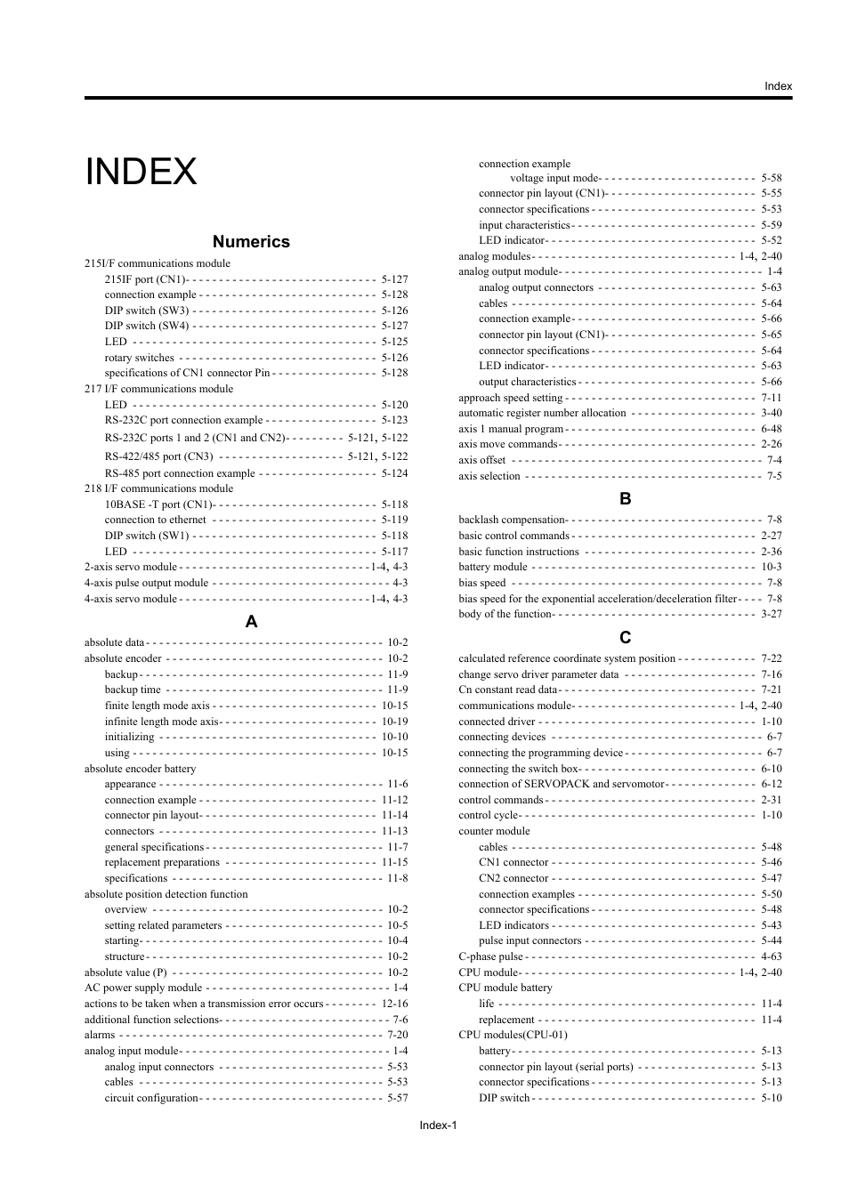 Index, Numerics | Yaskawa MP920 User's Manual Design User Manual | Page 558 / 565