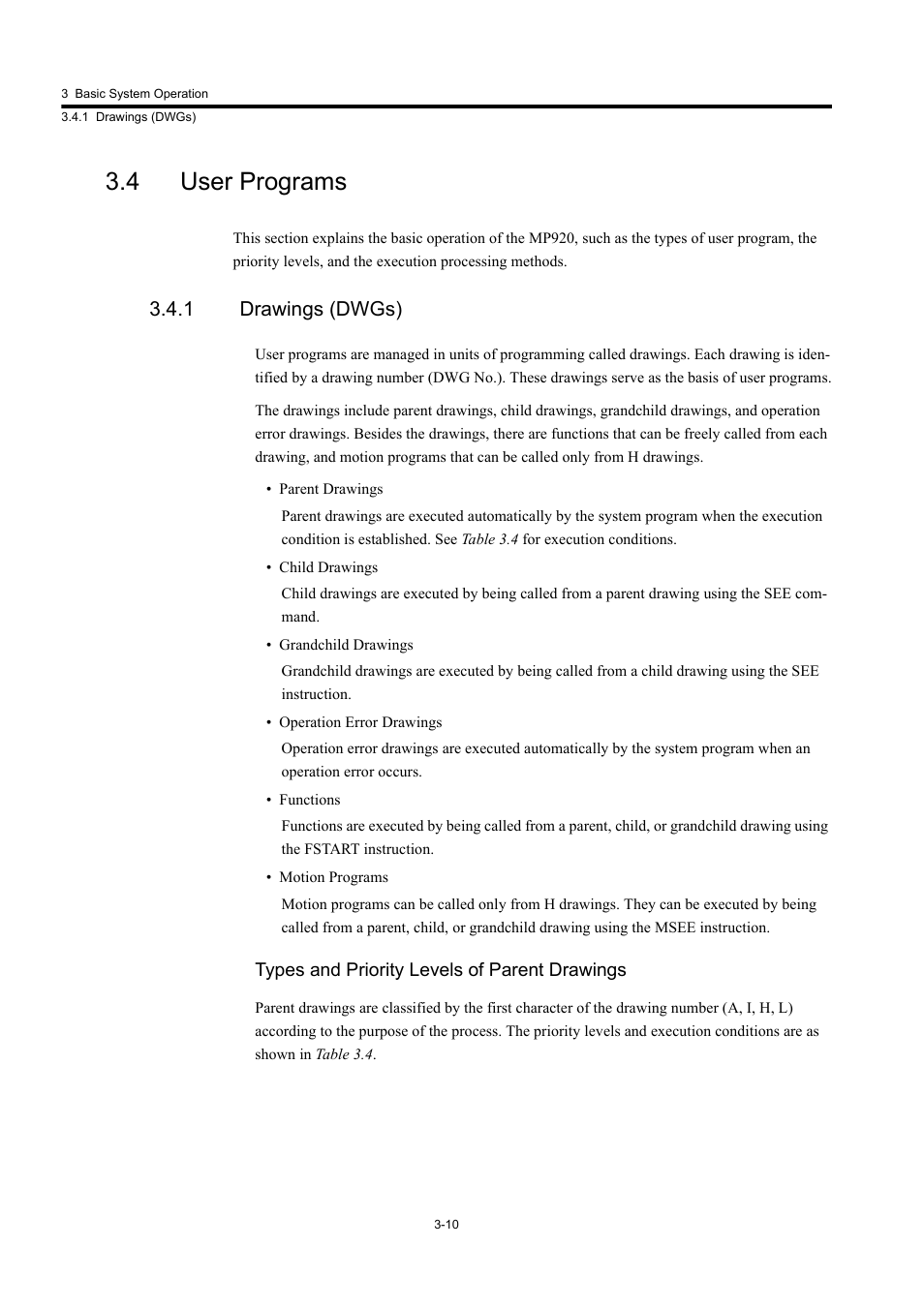 4 user programs, 1 drawings (dwgs) | Yaskawa MP920 User's Manual Design User Manual | Page 84 / 565
