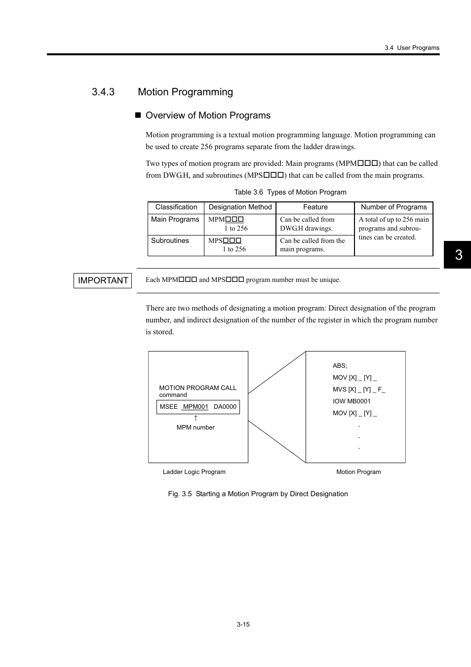 3 motion programming, Overview of motion programs | Yaskawa MP920 User's Manual Design User Manual | Page 89 / 565