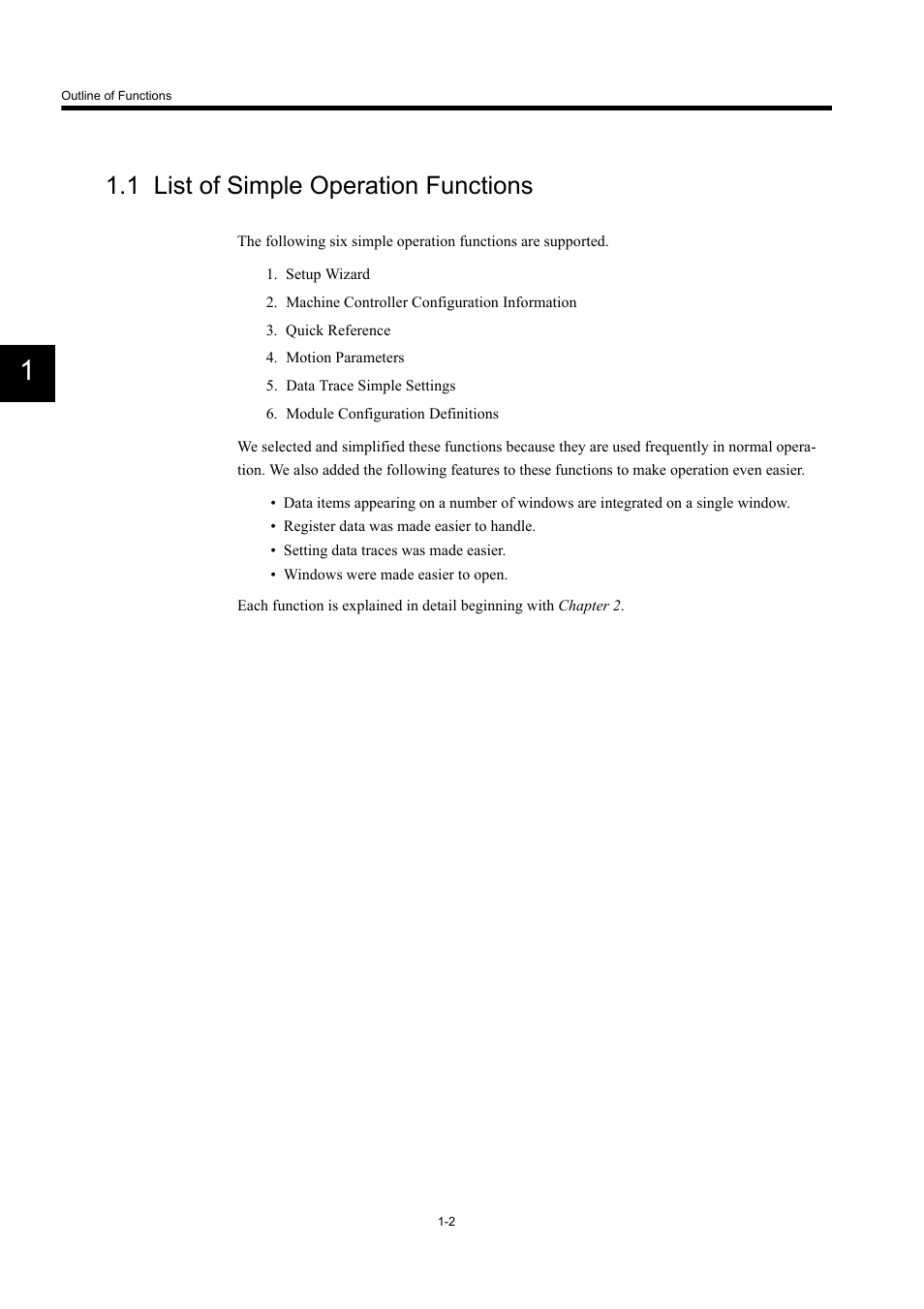 1 list of simple operation functions | Yaskawa MP900 Series Machine Controller Programming Panel for Simple Operation User Manual | Page 10 / 140