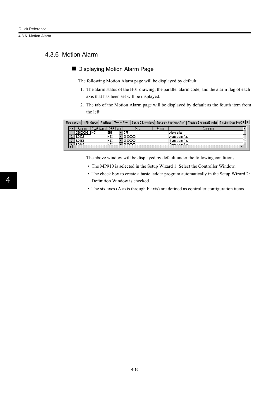 6 motion alarm | Yaskawa MP900 Series Machine Controller Programming Panel for Simple Operation User Manual | Page 101 / 140