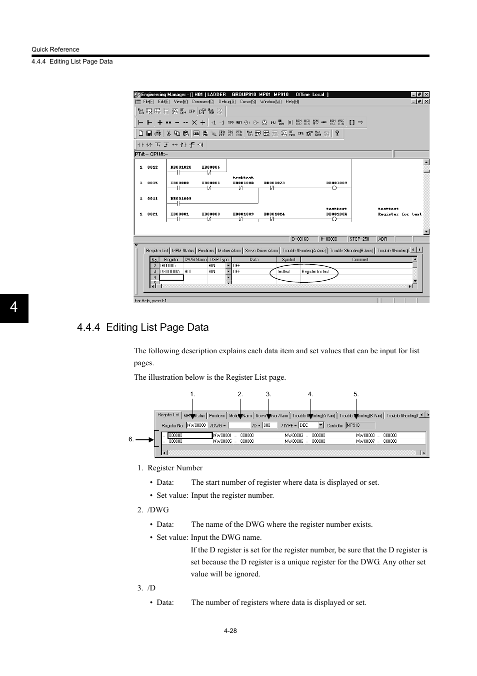 4 editing list page data | Yaskawa MP900 Series Machine Controller Programming Panel for Simple Operation User Manual | Page 113 / 140