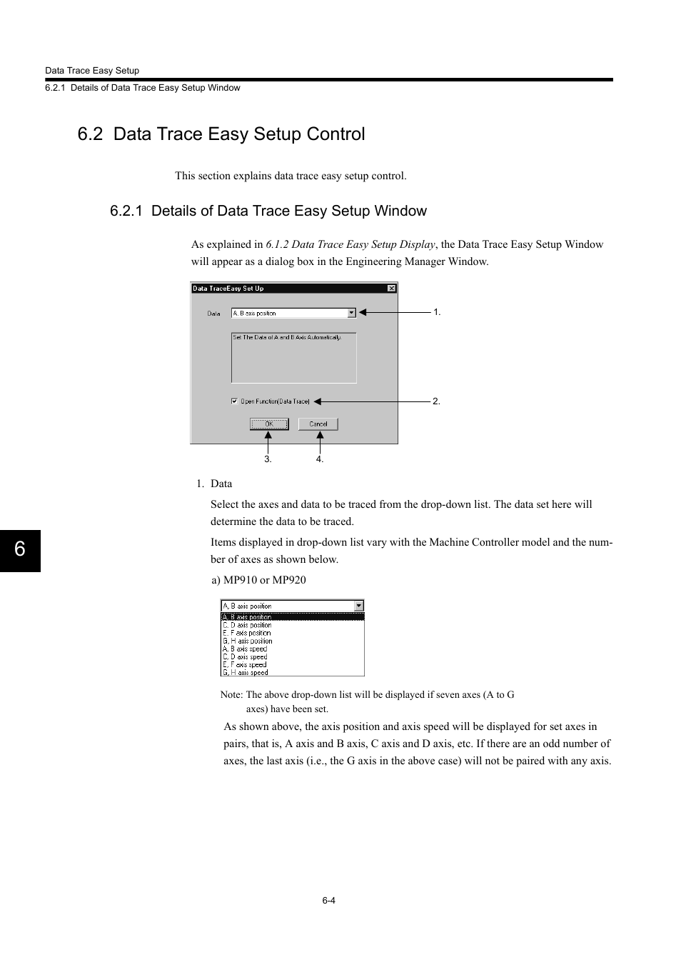 2 data trace easy setup control, 1 details of data trace easy setup window | Yaskawa MP900 Series Machine Controller Programming Panel for Simple Operation User Manual | Page 126 / 140