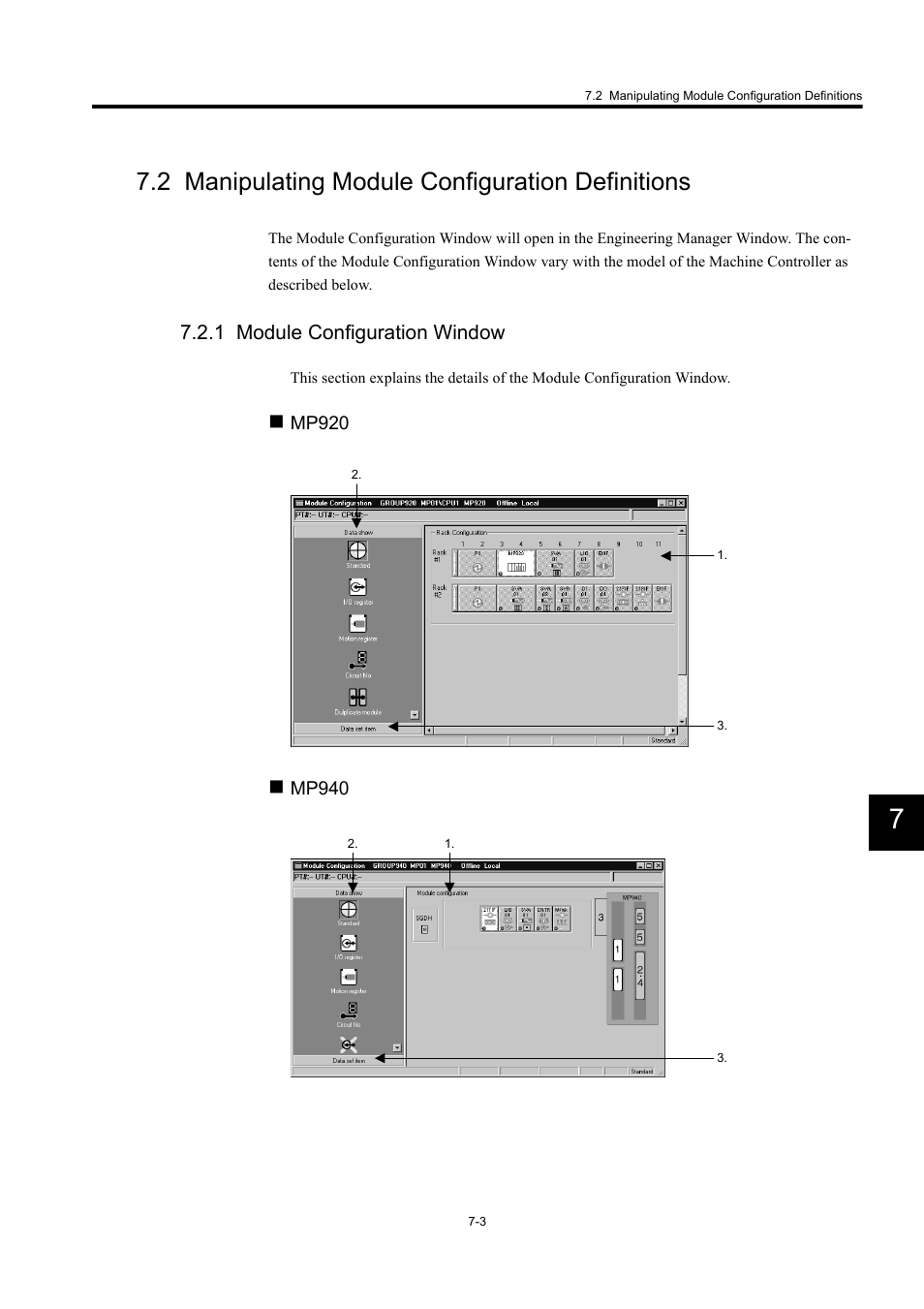 2 manipulating module configuration definitions, 1 module configuration window | Yaskawa MP900 Series Machine Controller Programming Panel for Simple Operation User Manual | Page 132 / 140