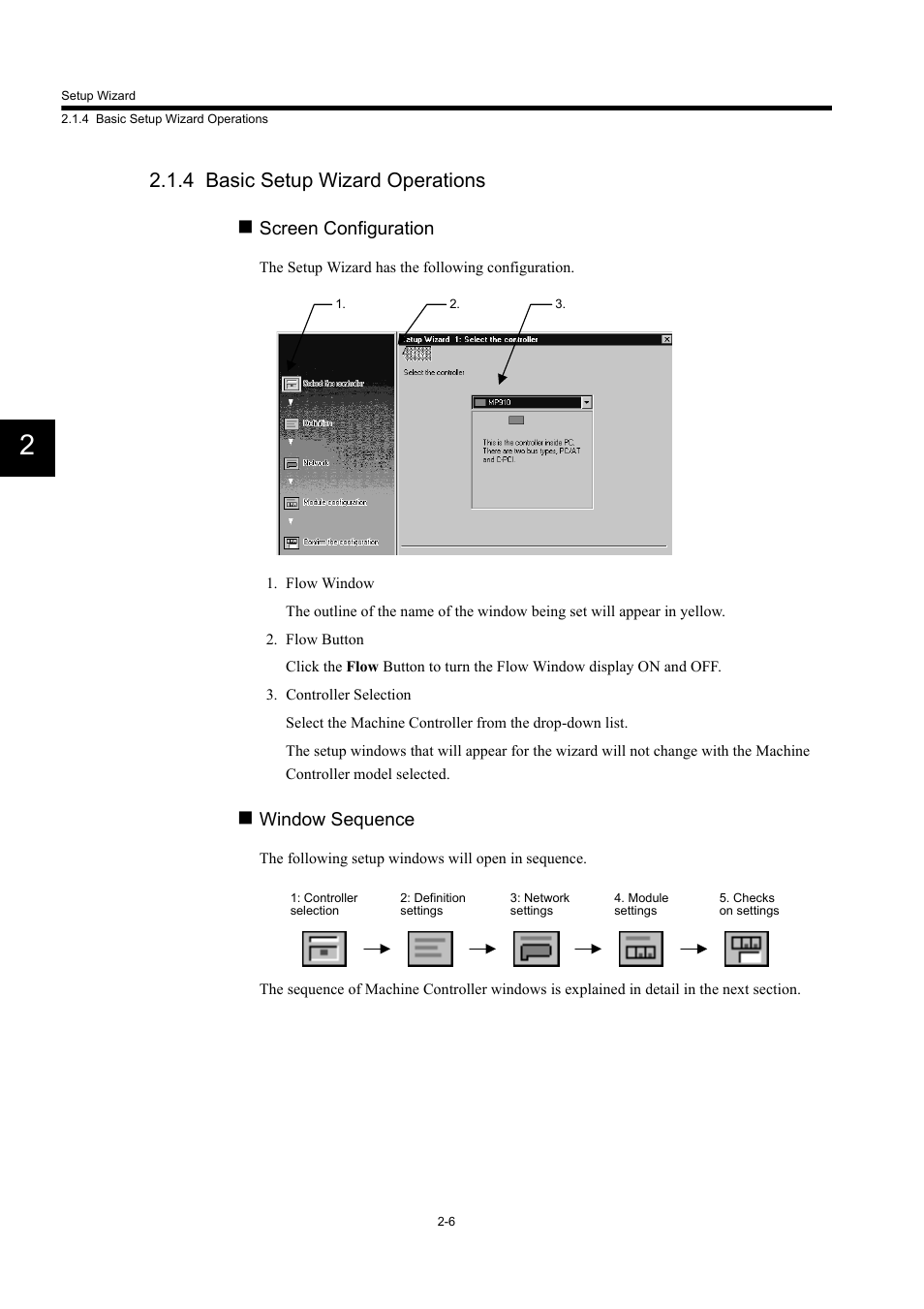 4 basic setup wizard operations, Screen configuration, Window sequence | Yaskawa MP900 Series Machine Controller Programming Panel for Simple Operation User Manual | Page 18 / 140