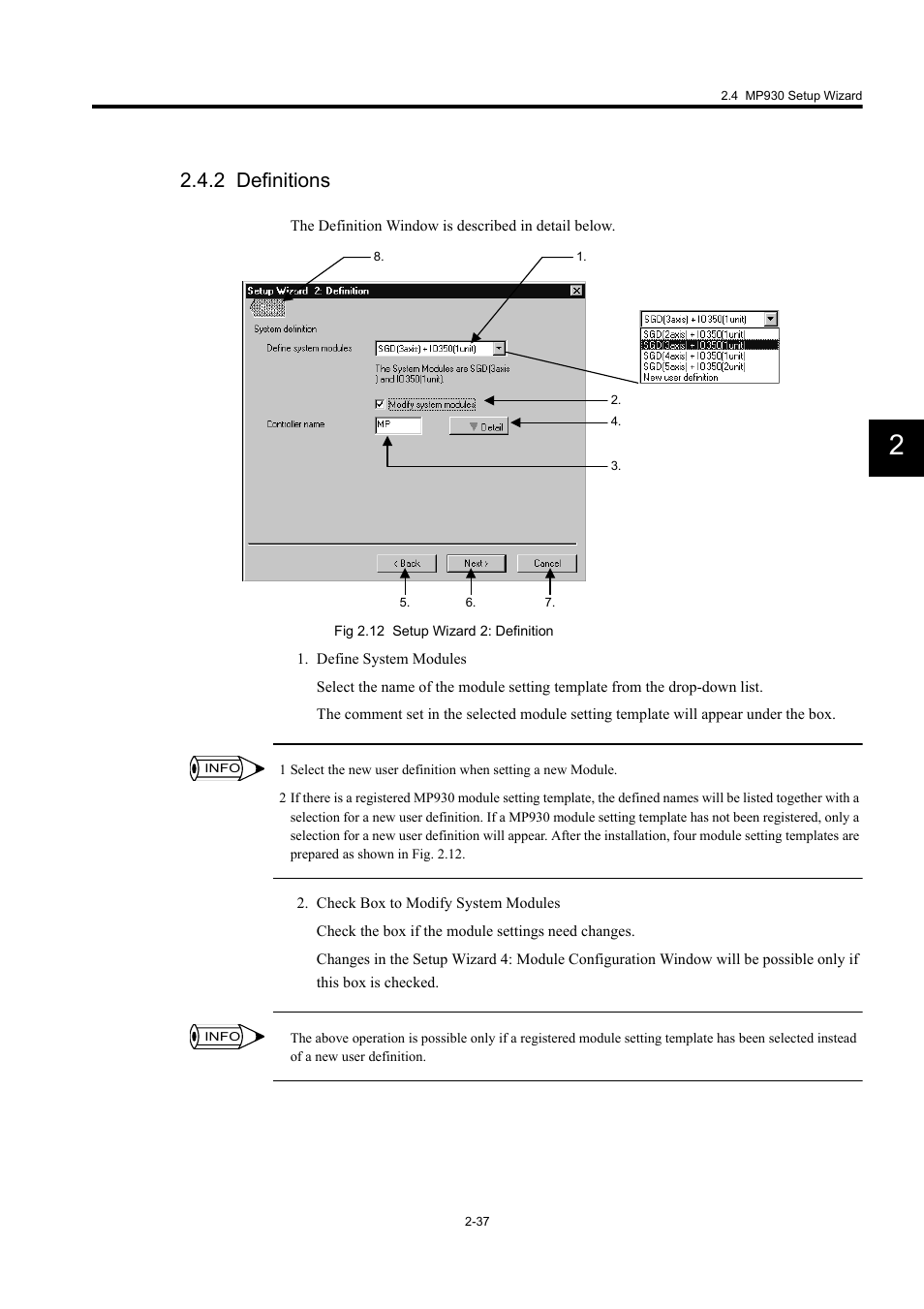 2 definitions | Yaskawa MP900 Series Machine Controller Programming Panel for Simple Operation User Manual | Page 49 / 140
