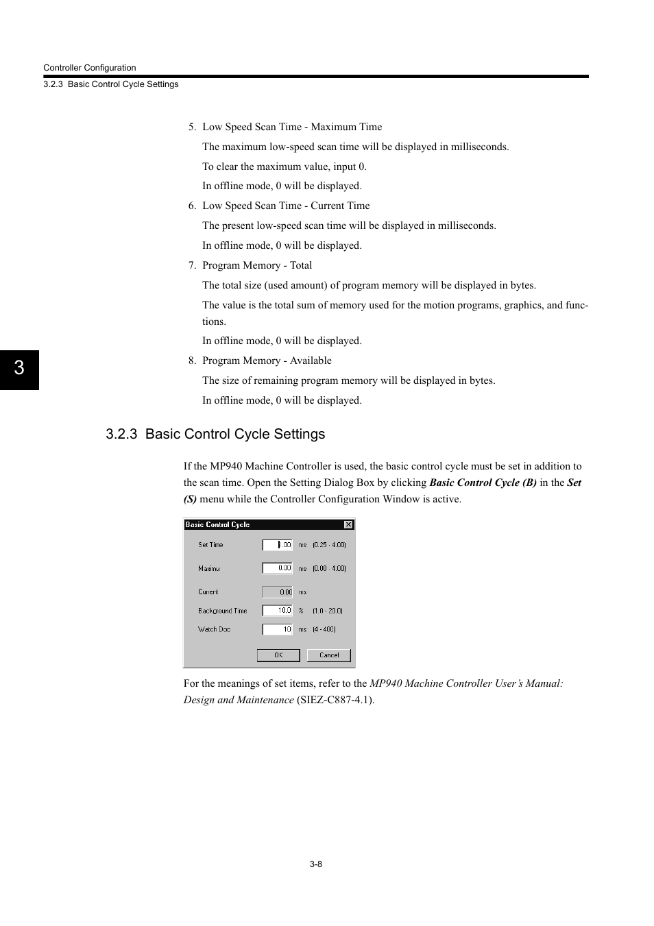 3 basic control cycle settings | Yaskawa MP900 Series Machine Controller Programming Panel for Simple Operation User Manual | Page 78 / 140