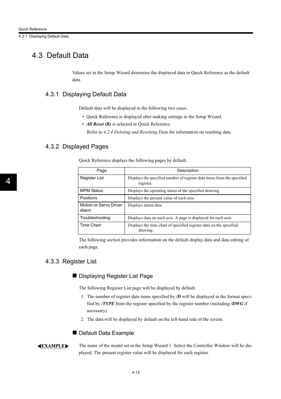 3 default data, 1 displaying default data, 3 register list | 2 displayed pages | Yaskawa MP900 Series Machine Controller Programming Panel for Simple Operation User Manual | Page 97 / 140