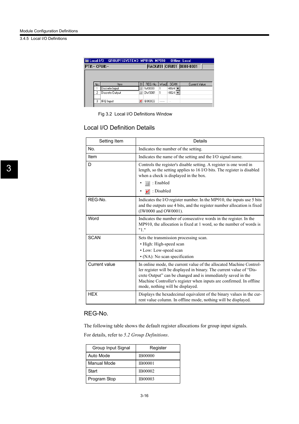 Local i/o definition details reg-no | Yaskawa MP900 Series Machine Controller for Standard Operation User Manual | Page 111 / 509