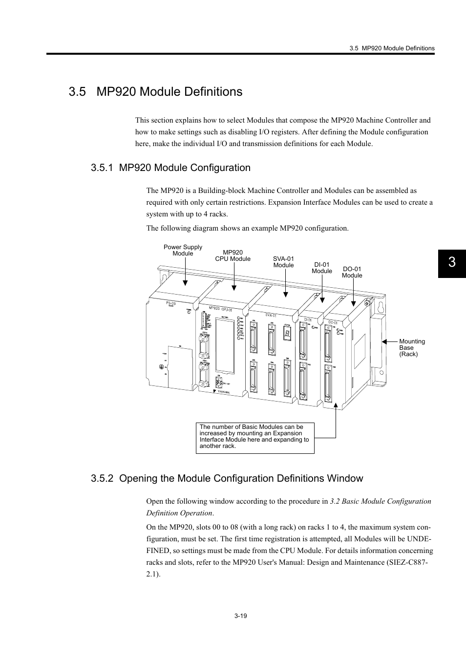 5 mp920 module definitions, 1 mp920 module configuration | Yaskawa MP900 Series Machine Controller for Standard Operation User Manual | Page 114 / 509