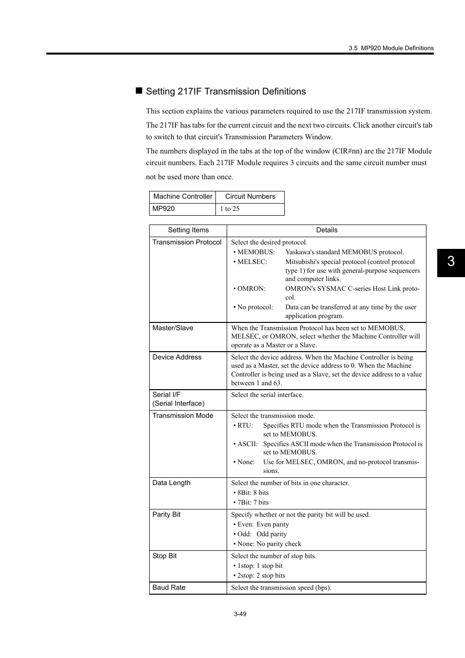 Setting 217if transmission definitions | Yaskawa MP900 Series Machine Controller for Standard Operation User Manual | Page 144 / 509