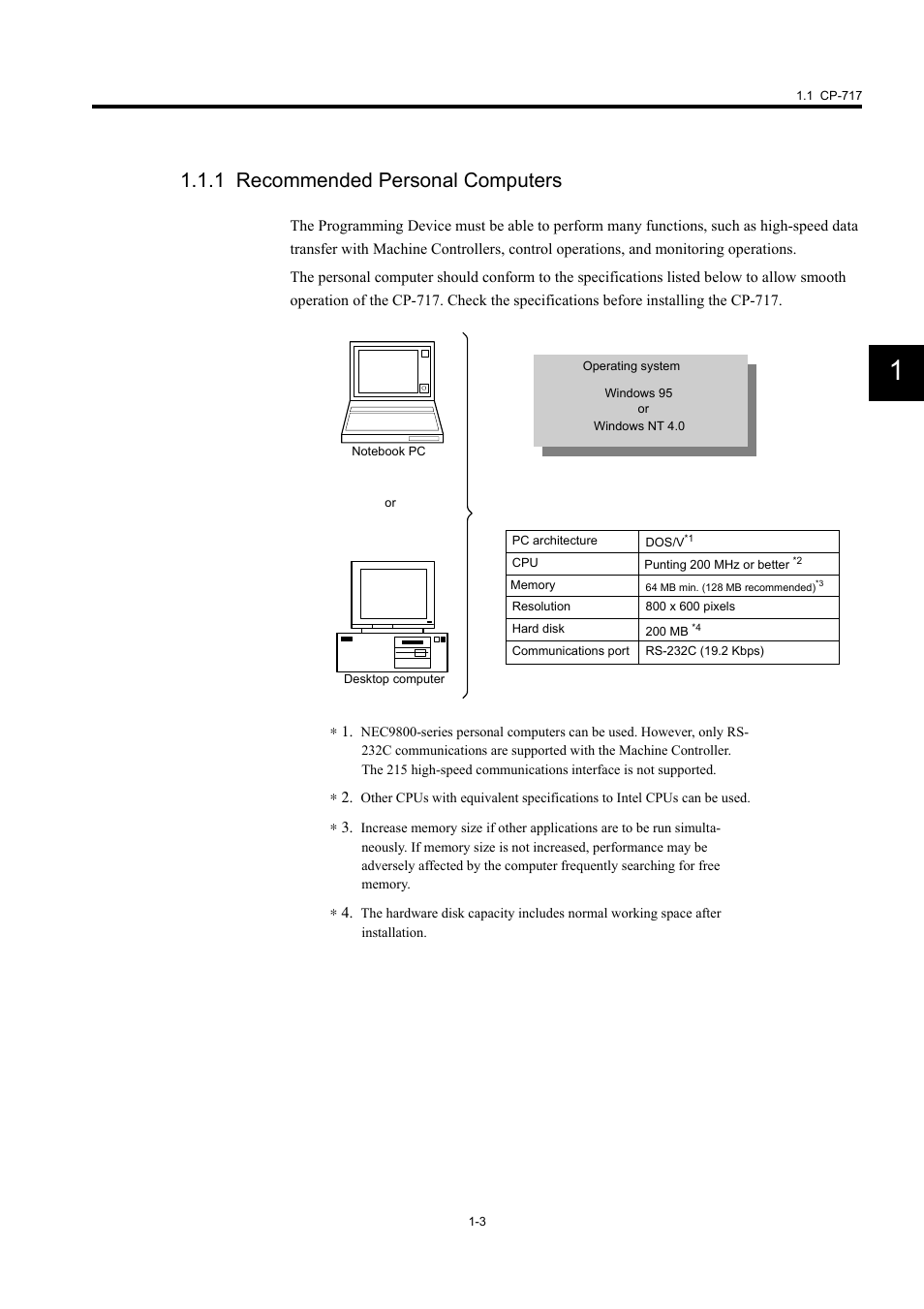 1 recommended personal computers | Yaskawa MP900 Series Machine Controller for Standard Operation User Manual | Page 16 / 509