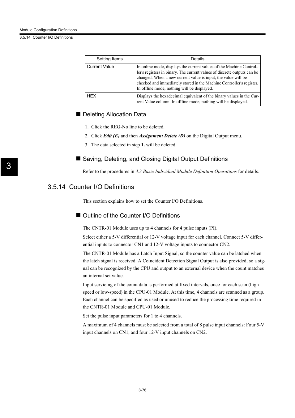 14 counter i/o definitions | Yaskawa MP900 Series Machine Controller for Standard Operation User Manual | Page 171 / 509