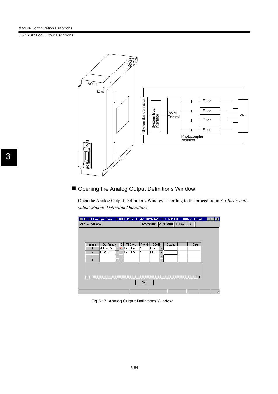 Opening the analog output definitions window | Yaskawa MP900 Series Machine Controller for Standard Operation User Manual | Page 179 / 509