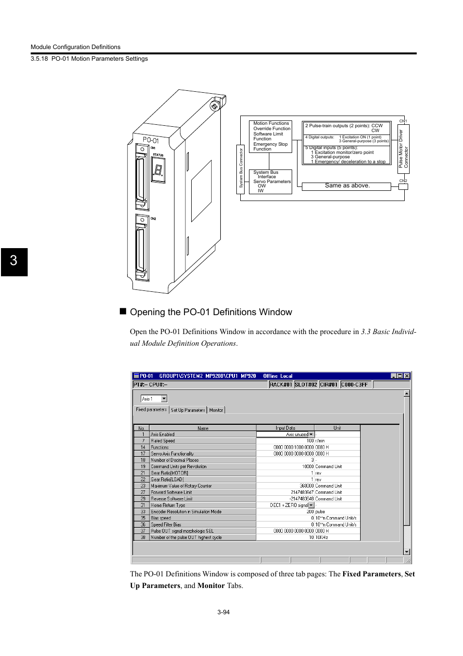 Opening the po-01 definitions window | Yaskawa MP900 Series Machine Controller for Standard Operation User Manual | Page 189 / 509