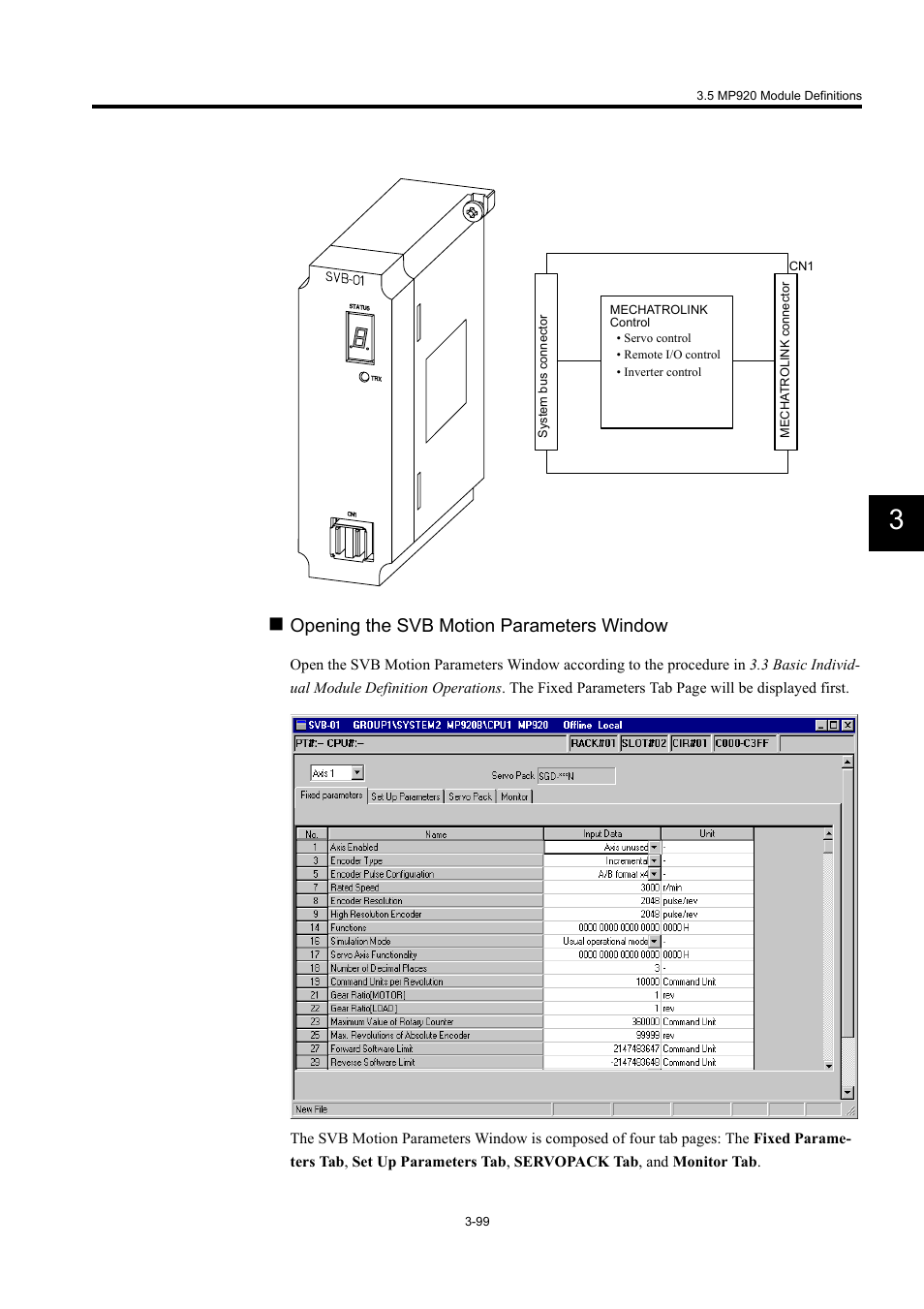 Opening the svb motion parameters window | Yaskawa MP900 Series Machine Controller for Standard Operation User Manual | Page 194 / 509