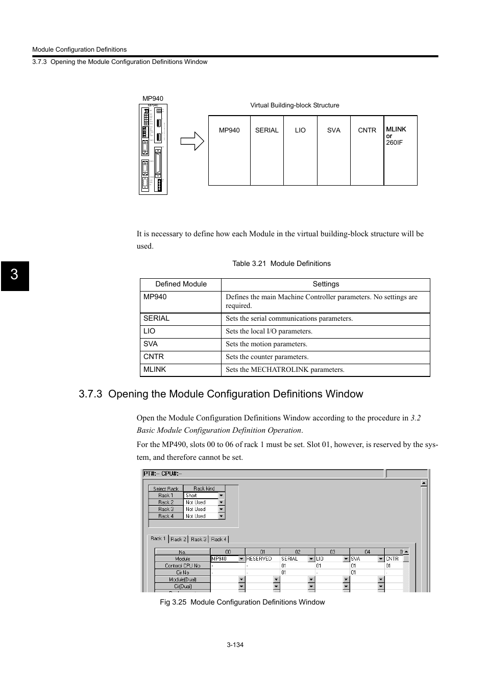 Table 3.21 module definitions | Yaskawa MP900 Series Machine Controller for Standard Operation User Manual | Page 229 / 509