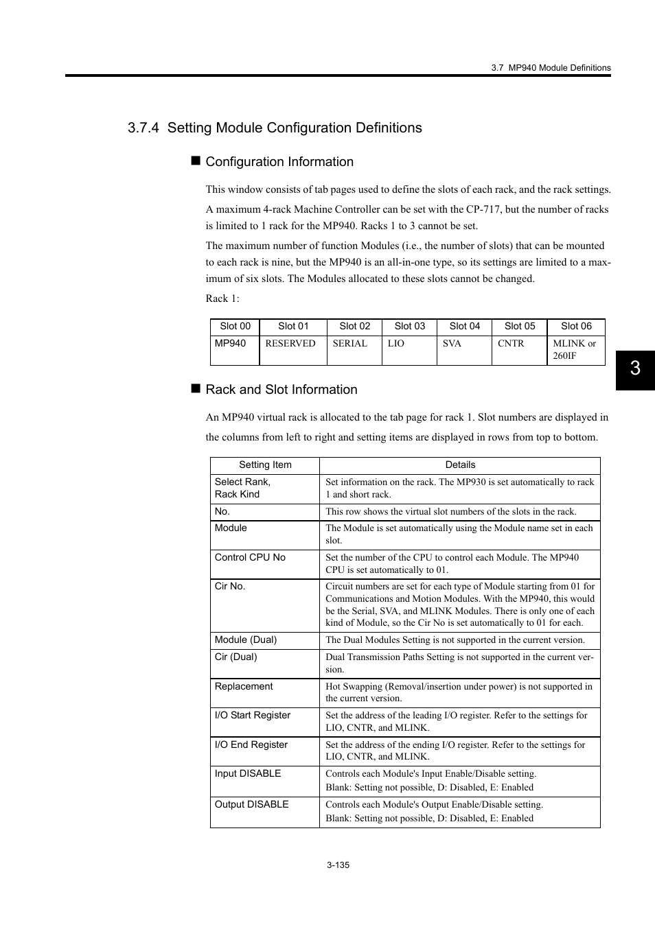 4 setting module configuration definitions, Configuration information, Rack and slot information | Yaskawa MP900 Series Machine Controller for Standard Operation User Manual | Page 230 / 509