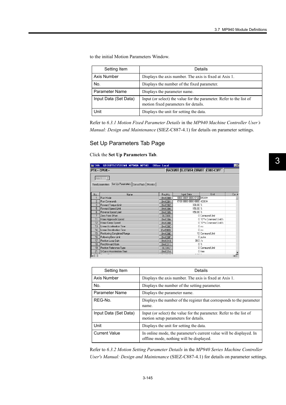 Set up parameters tab page | Yaskawa MP900 Series Machine Controller for Standard Operation User Manual | Page 240 / 509