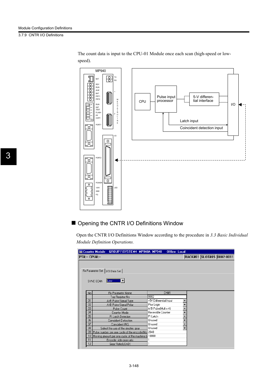 Opening the cntr i/o definitions window | Yaskawa MP900 Series Machine Controller for Standard Operation User Manual | Page 243 / 509