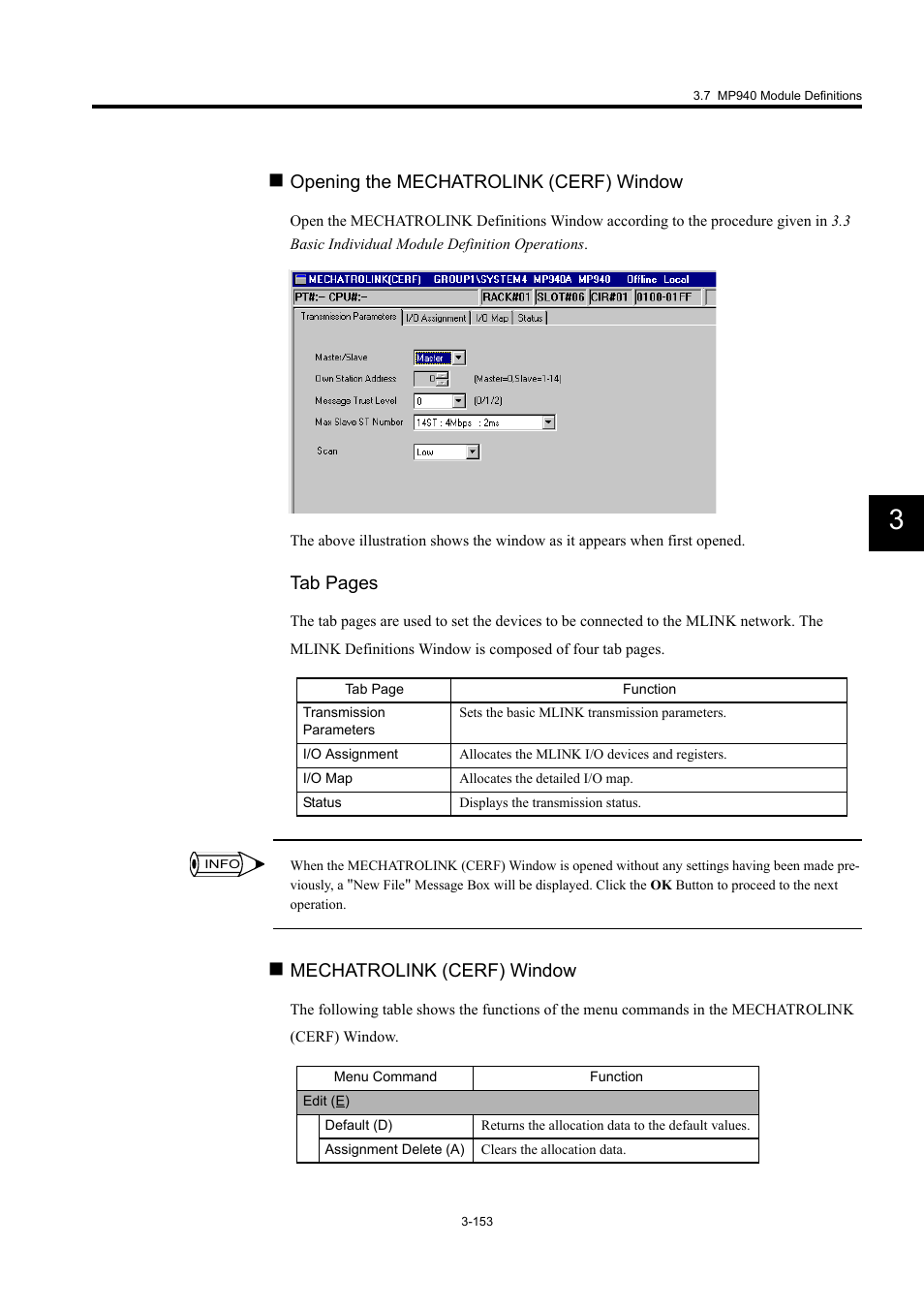 Opening the mechatrolink (cerf) window, Tab pages, Mechatrolink (cerf) window | Yaskawa MP900 Series Machine Controller for Standard Operation User Manual | Page 248 / 509
