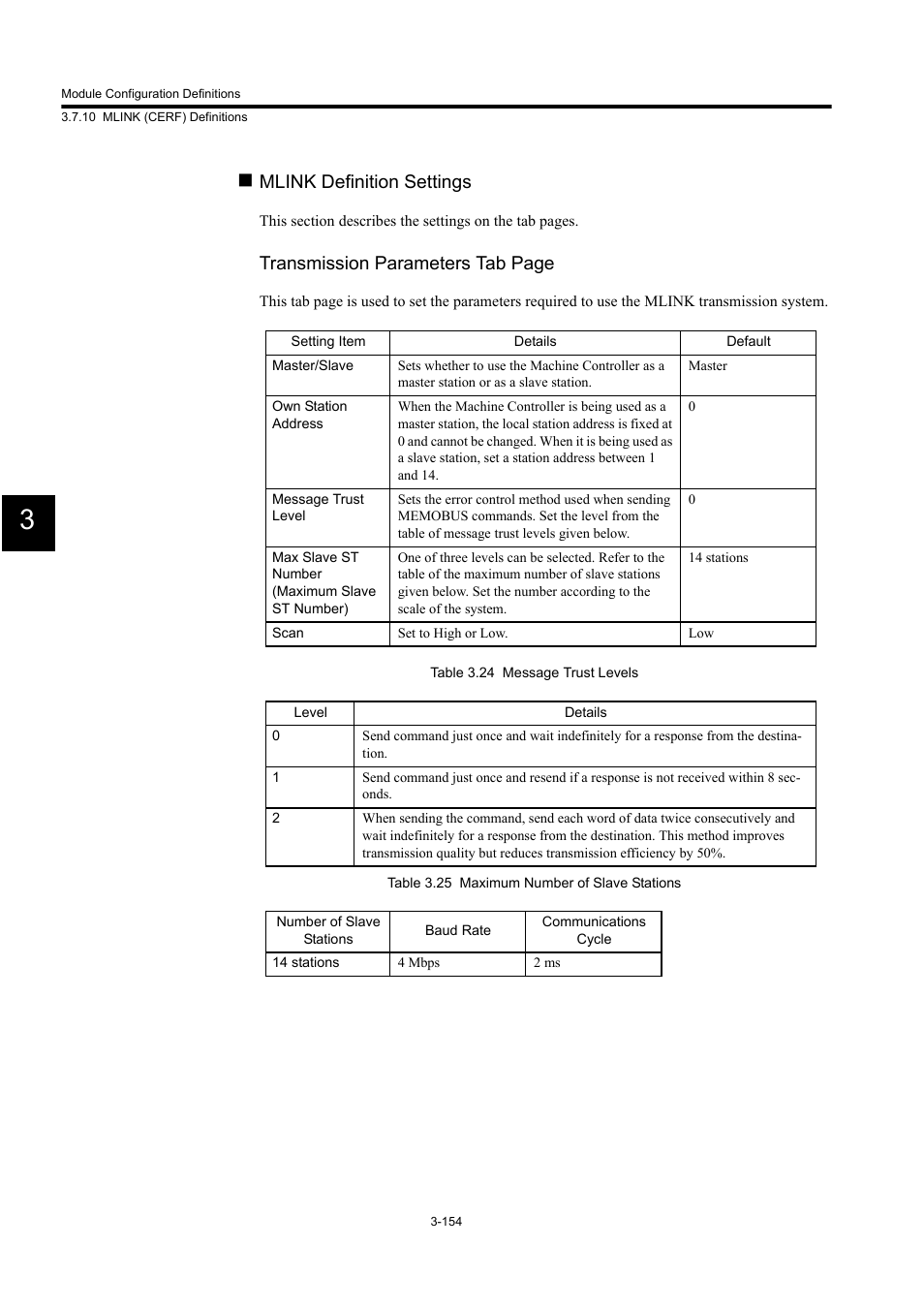 Mlink definition settings, Transmission parameters tab page | Yaskawa MP900 Series Machine Controller for Standard Operation User Manual | Page 249 / 509