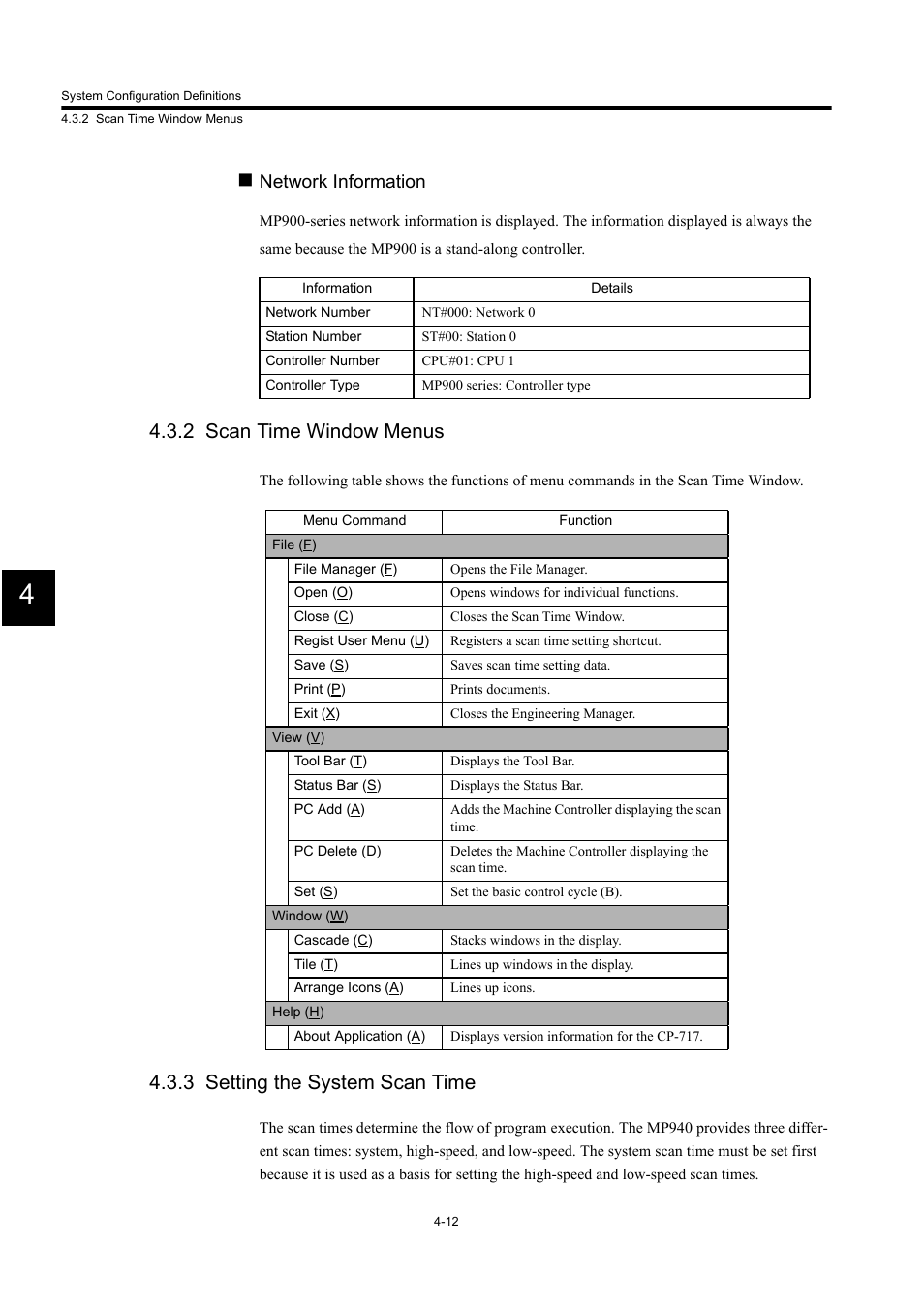 2 scan time window menus, 3 setting the system scan time, Network information | Yaskawa MP900 Series Machine Controller for Standard Operation User Manual | Page 269 / 509