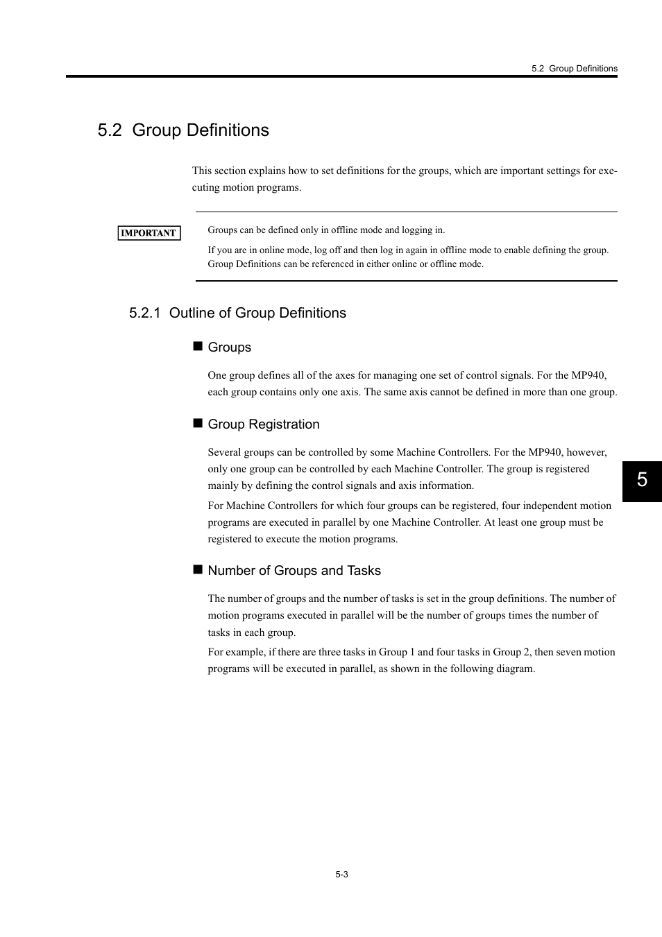 2 group definitions, 1 outline of group definitions | Yaskawa MP900 Series Machine Controller for Standard Operation User Manual | Page 298 / 509