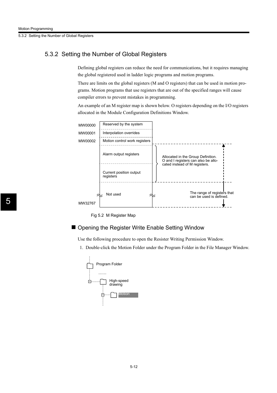 2 setting the number of global registers, Opening the register write enable setting window | Yaskawa MP900 Series Machine Controller for Standard Operation User Manual | Page 307 / 509