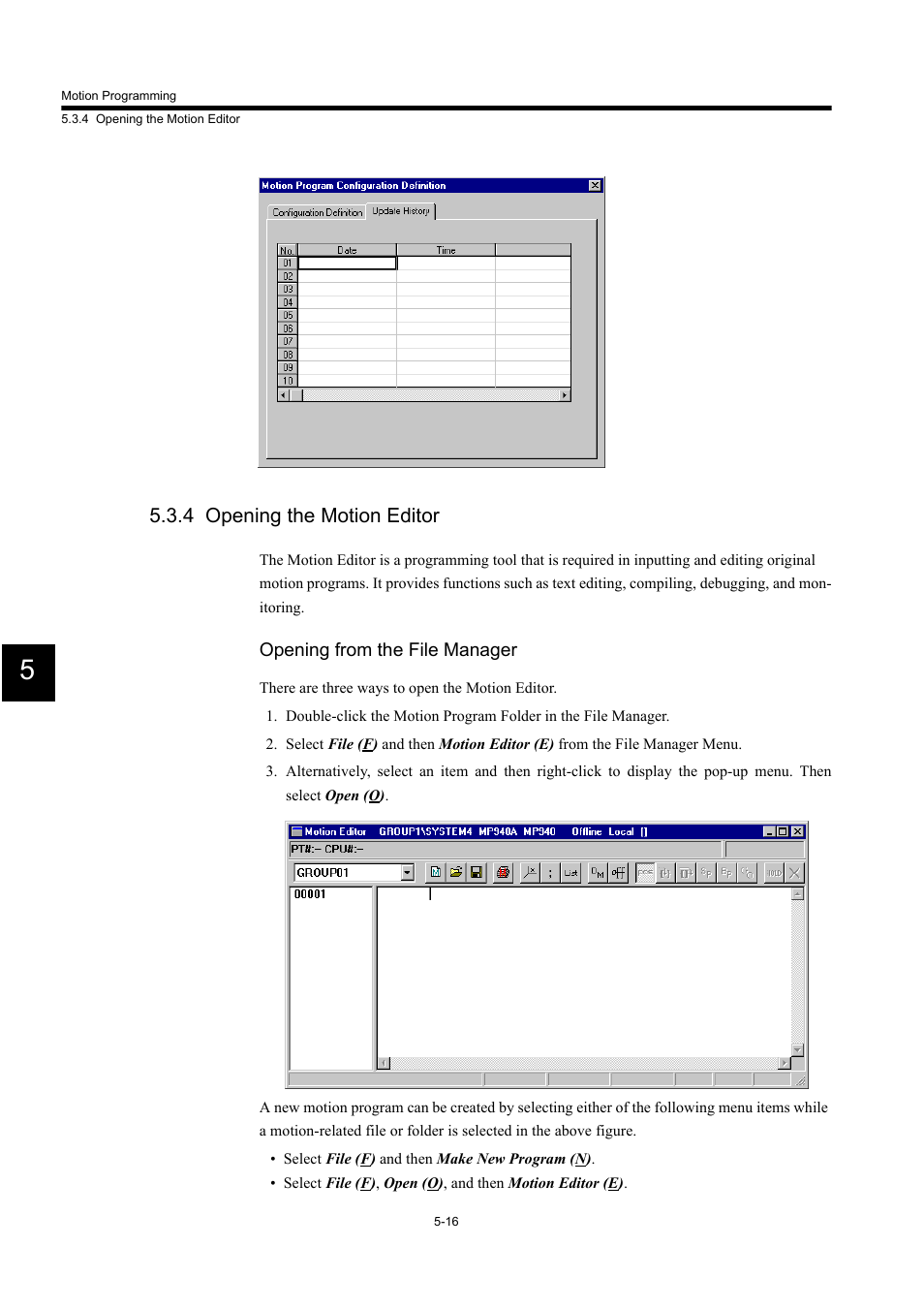 4 opening the motion editor | Yaskawa MP900 Series Machine Controller for Standard Operation User Manual | Page 311 / 509