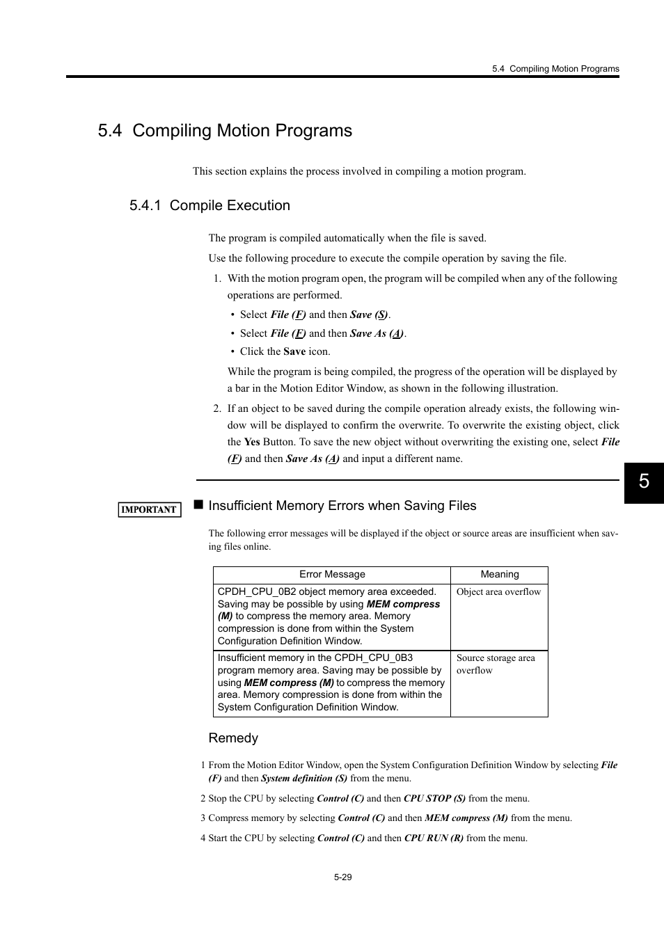 4 compiling motion programs, 1 compile execution | Yaskawa MP900 Series Machine Controller for Standard Operation User Manual | Page 324 / 509