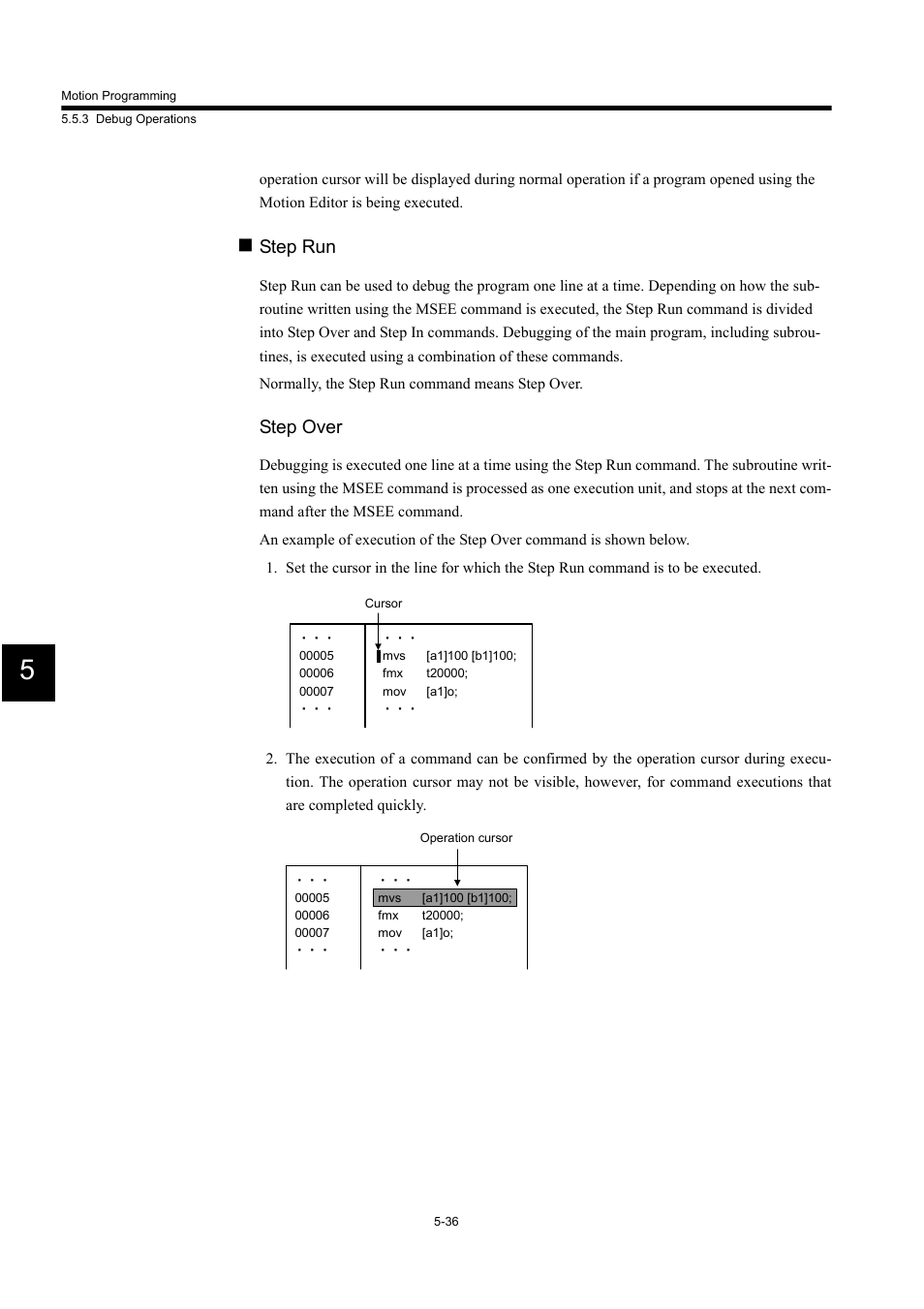 Step run, Step over | Yaskawa MP900 Series Machine Controller for Standard Operation User Manual | Page 331 / 509