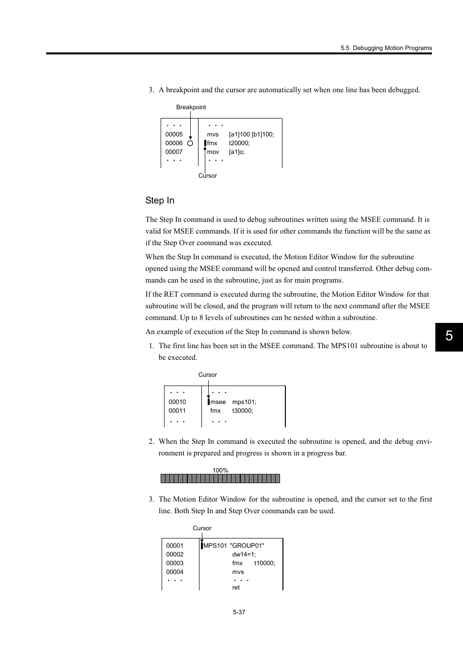 Step in | Yaskawa MP900 Series Machine Controller for Standard Operation User Manual | Page 332 / 509
