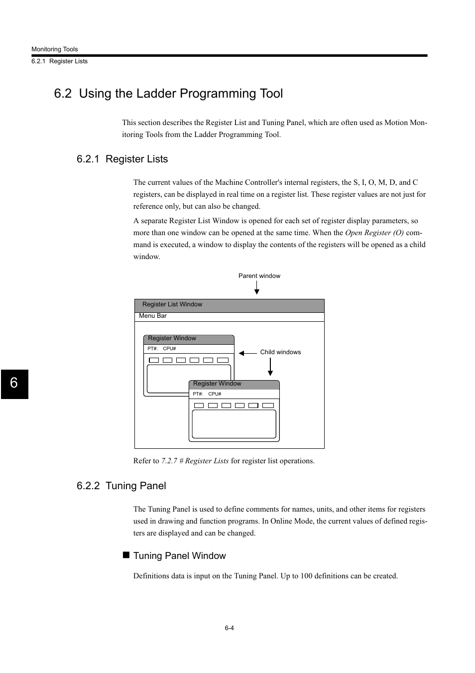 2 using the ladder programming tool, 1 register lists, 2 tuning panel | Tuning panel window | Yaskawa MP900 Series Machine Controller for Standard Operation User Manual | Page 348 / 509