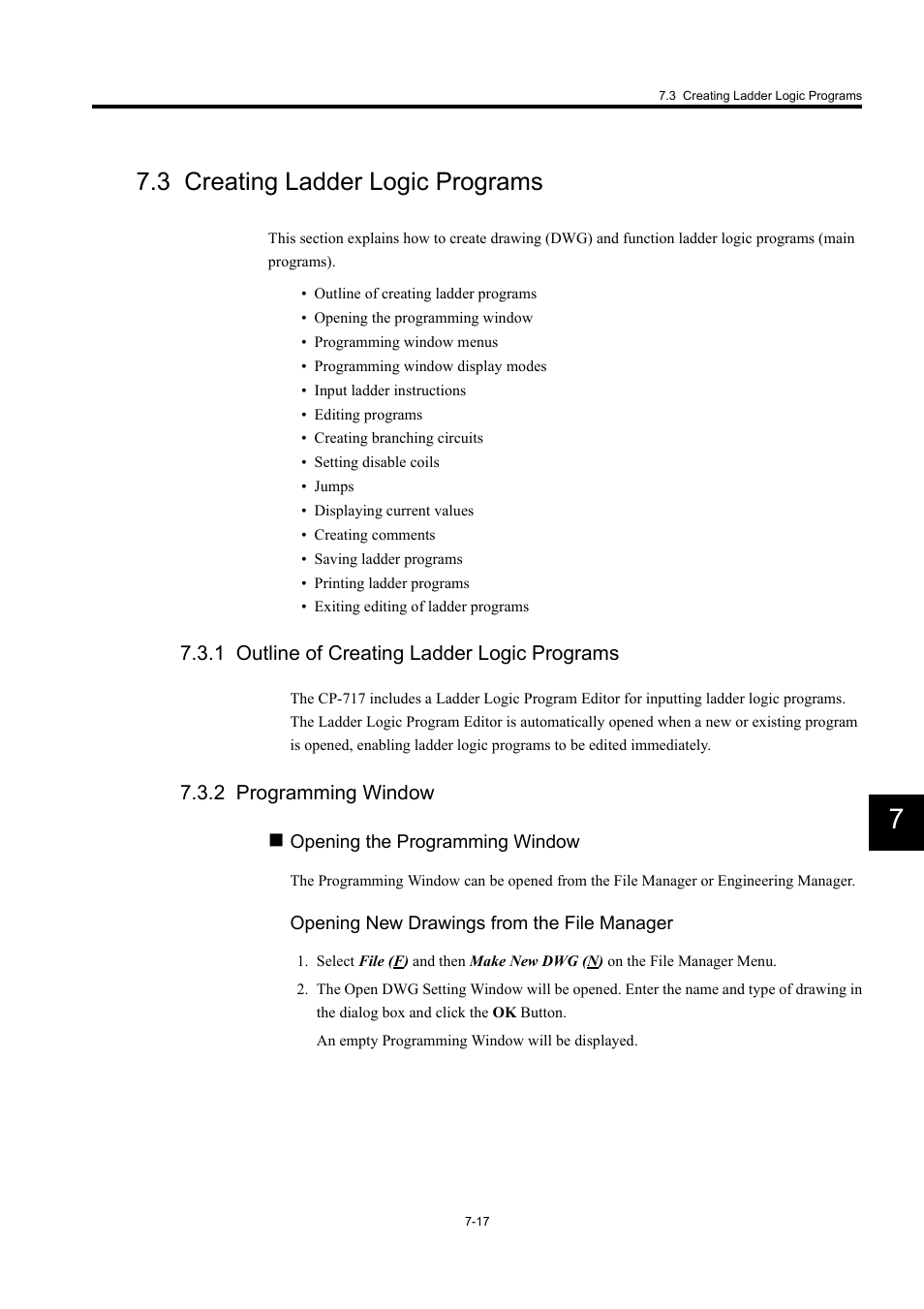 3 creating ladder logic programs, 1 outline of creating ladder logic programs, 2 programming window | Yaskawa MP900 Series Machine Controller for Standard Operation User Manual | Page 384 / 509